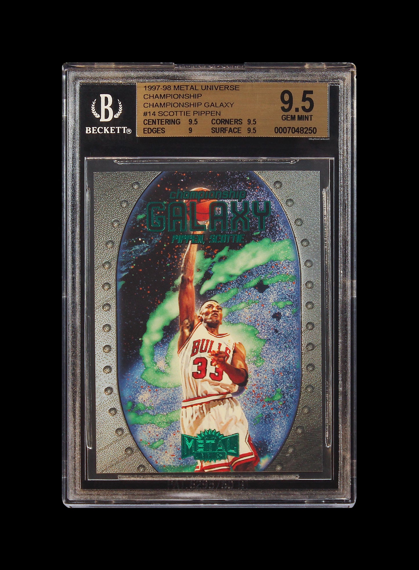 1997 Scottie Pippen Fleer Skybox Metal Universe Championship Galaxy # 14 BGS 9.5