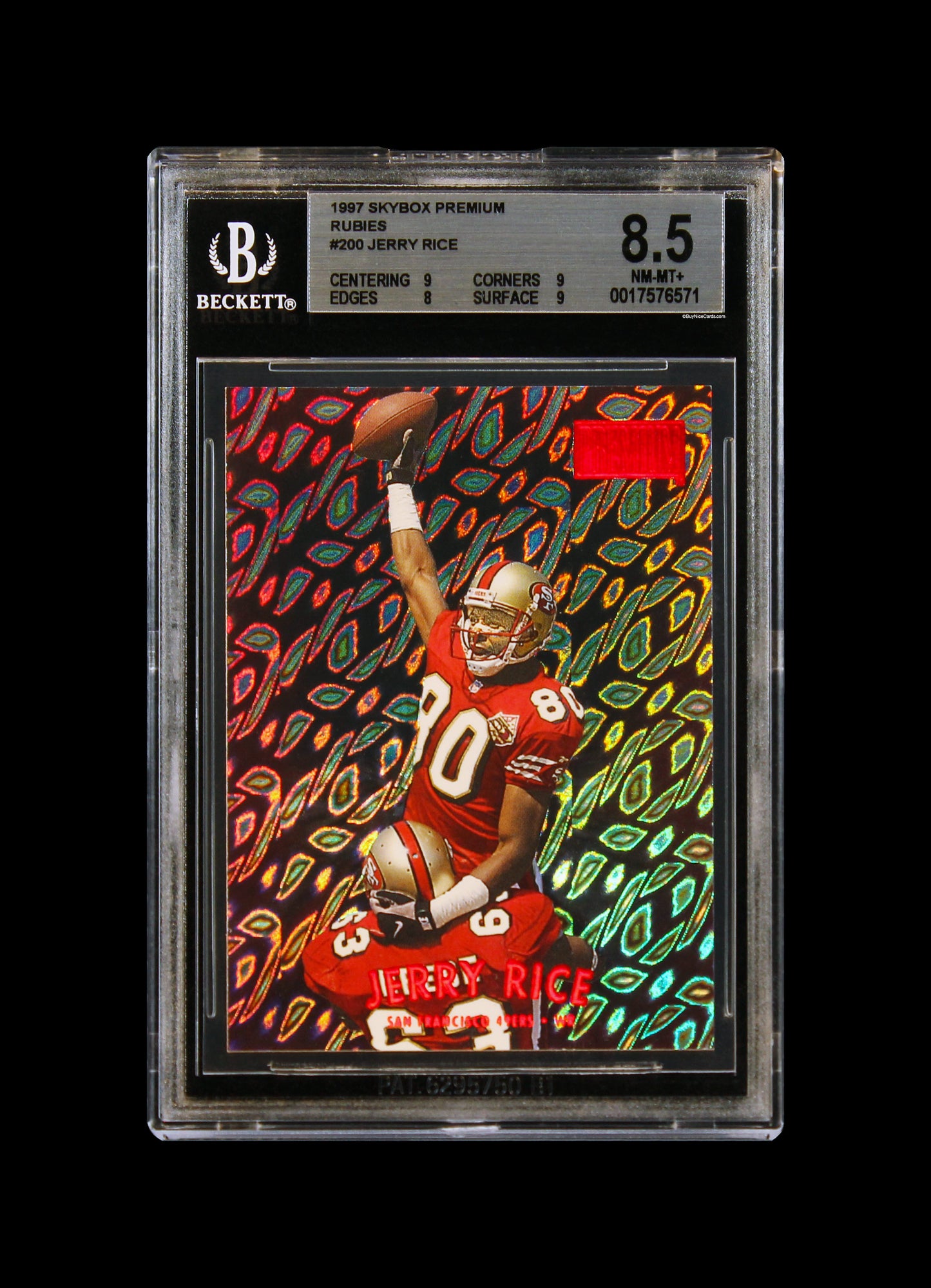 1997 Jerry Rice Fleer SkyBox Premium Star Rubies /50 #200 BGS 8.5