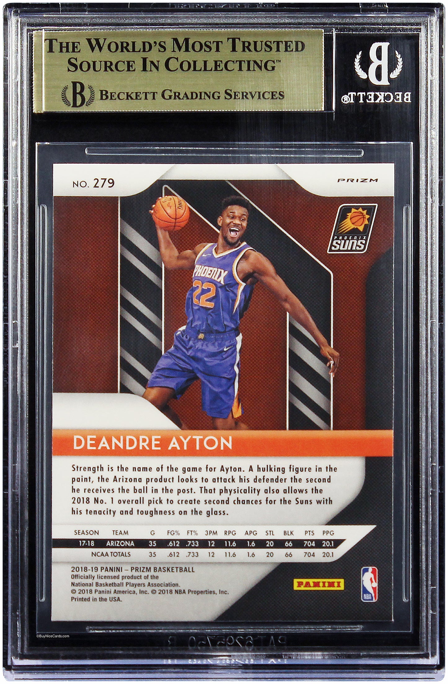 2018 Deandre Ayton Panini Prizm Hyper Prizms Refractor RC Rookie # 279 BGS 9.5