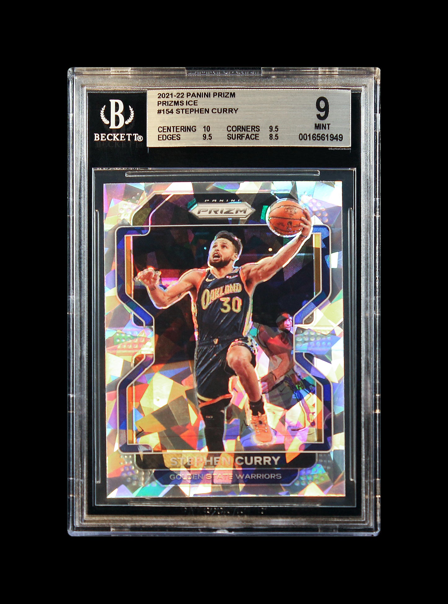 2021 Stephen Curry Panini Prizm Prizms Ice #154 BGS 9 Mint