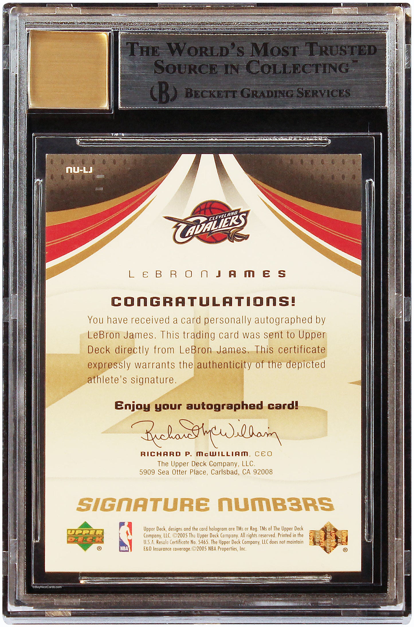 2005 LeBron James Upper Deck SP Game Used Signature Numbers /23 # LJ BGS 9