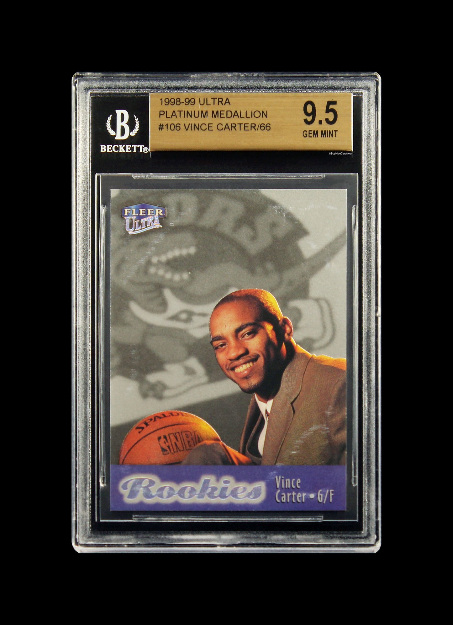 1998 Vince Carter Fleer Ultra Platinum Medallion RC Rookie /66 # 106 BGS 9.5 Gem Mint Pop 4