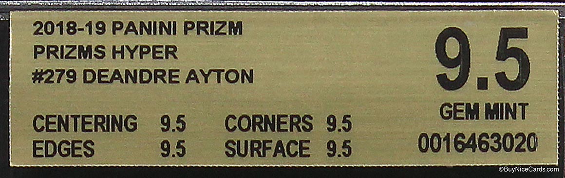 2018 Deandre Ayton Panini Prizm Hyper Prizms Refractor RC Rookie # 279 BGS 9.5