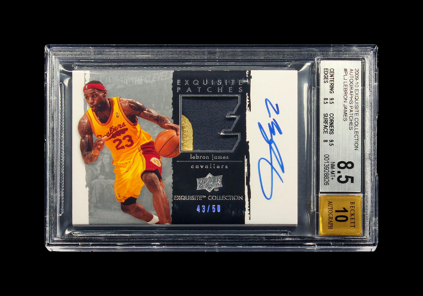2009 LeBron James Upper Deck Exquisite Patch Auto /50 # PLJ BGS 8.5