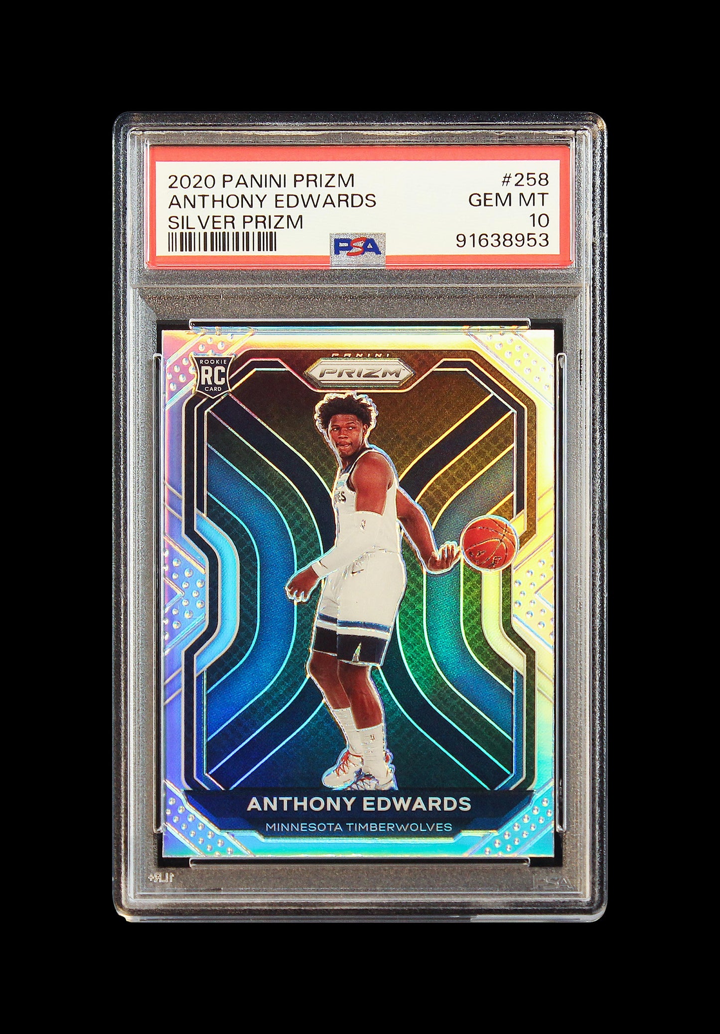 2020 Anthony Edwards Panini Prizm Silver Prizms RC Rookie #258 PSA 10 Gem Mint