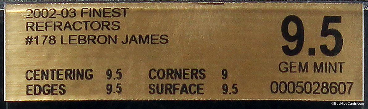 2002-03 Lebron James Topps Finest Refractor XRC RC Rookie #250/250 #178 BGS 9.5