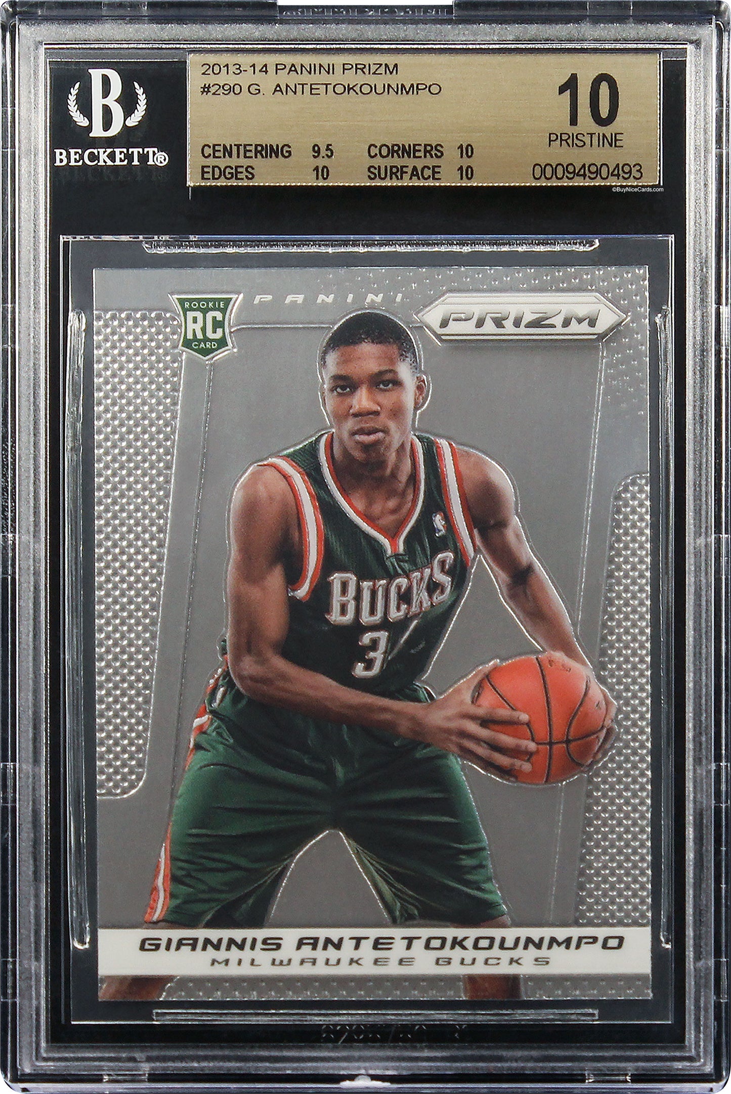 2013 Giannis Antetokounmpo Panini Prizm Base RC Rookie #290 BGS 10 Pristine
