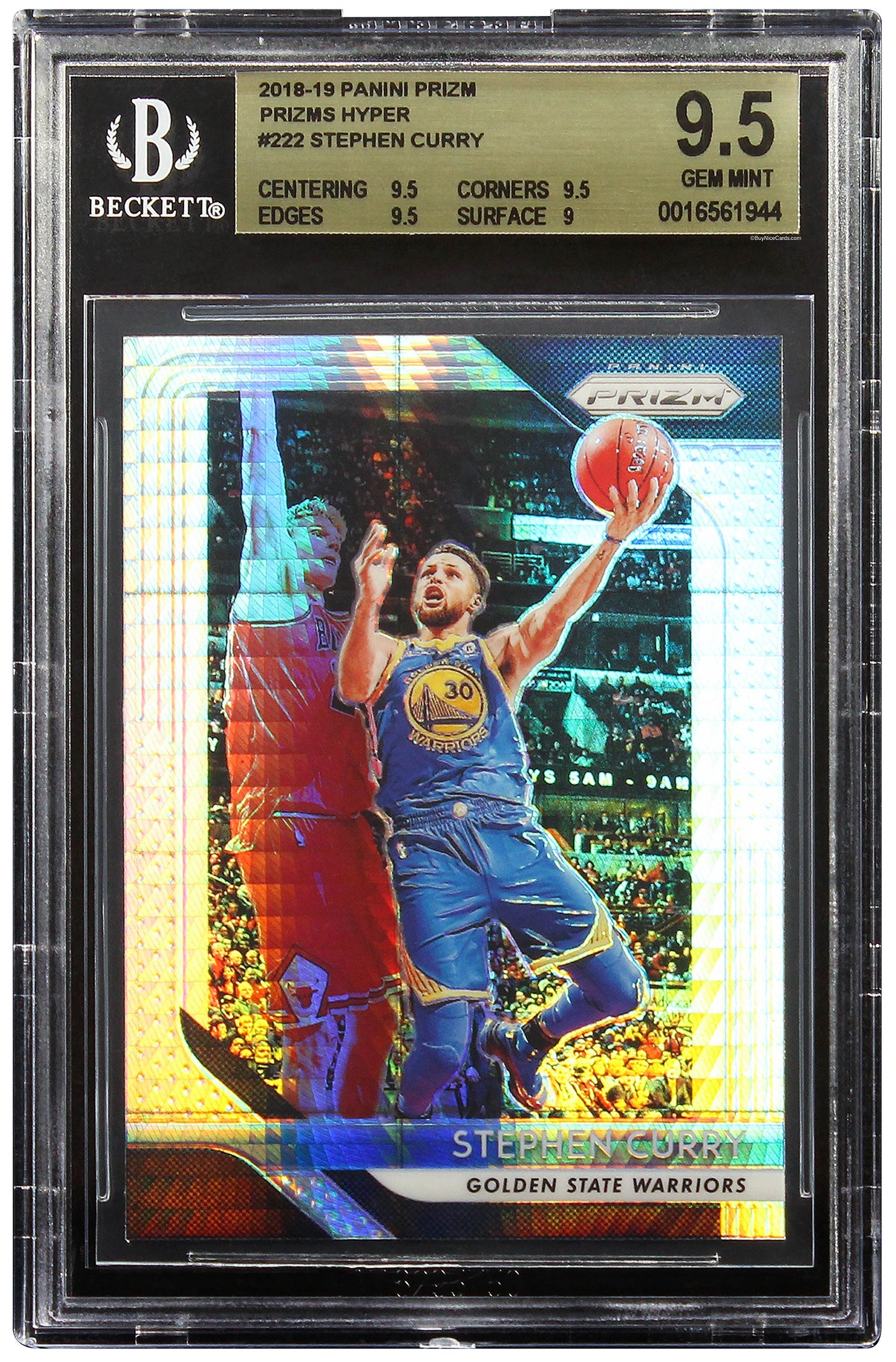 2018-19 Stephen Curry Panini Prizm Hyper Prizms Refractor SP #222 BGS 9.5 Gem Mint
