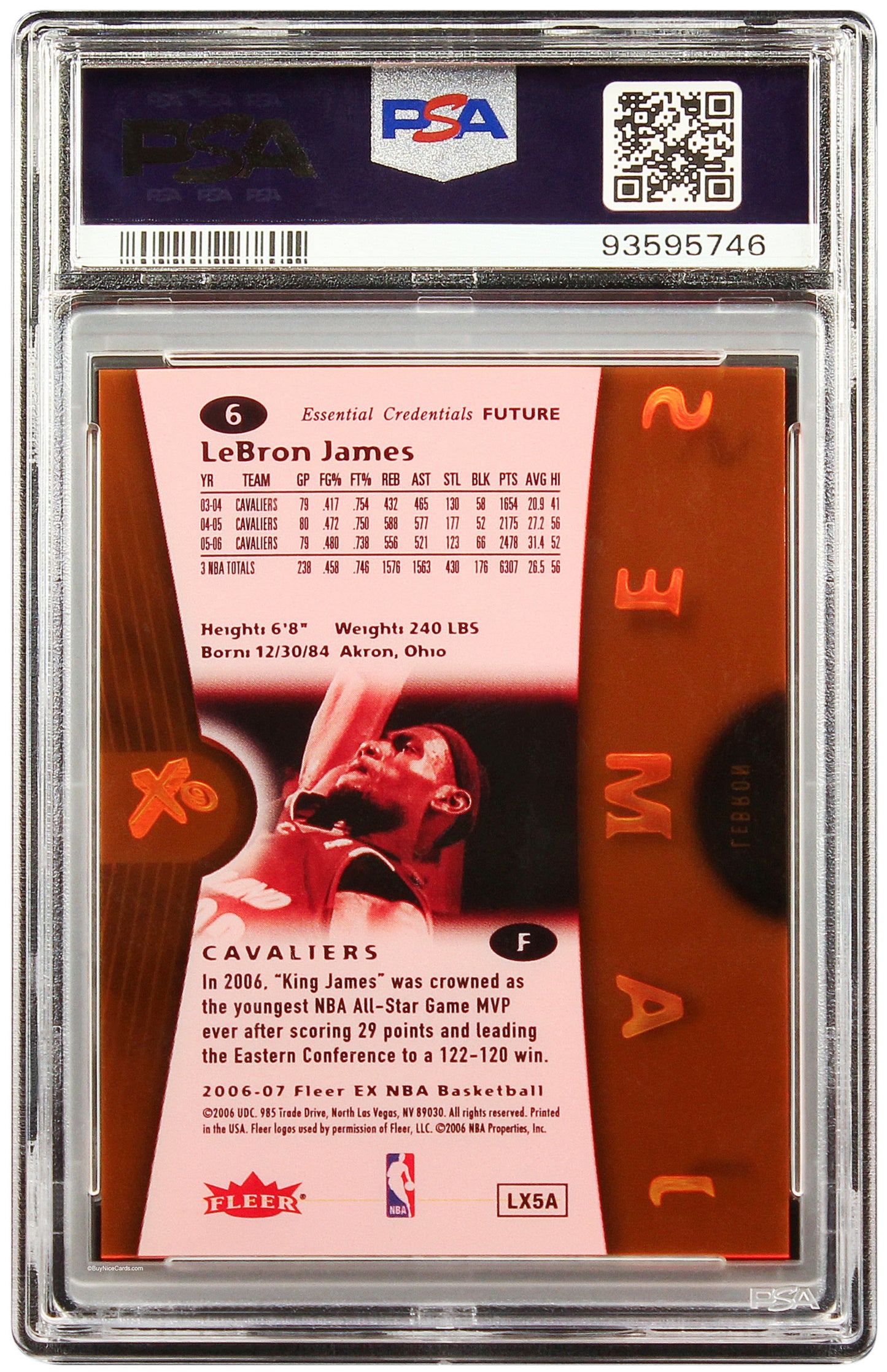 2006 Lebron James Fleer E-X Essential Credentials Future SP /75 #6 PSA 8 NM-MT