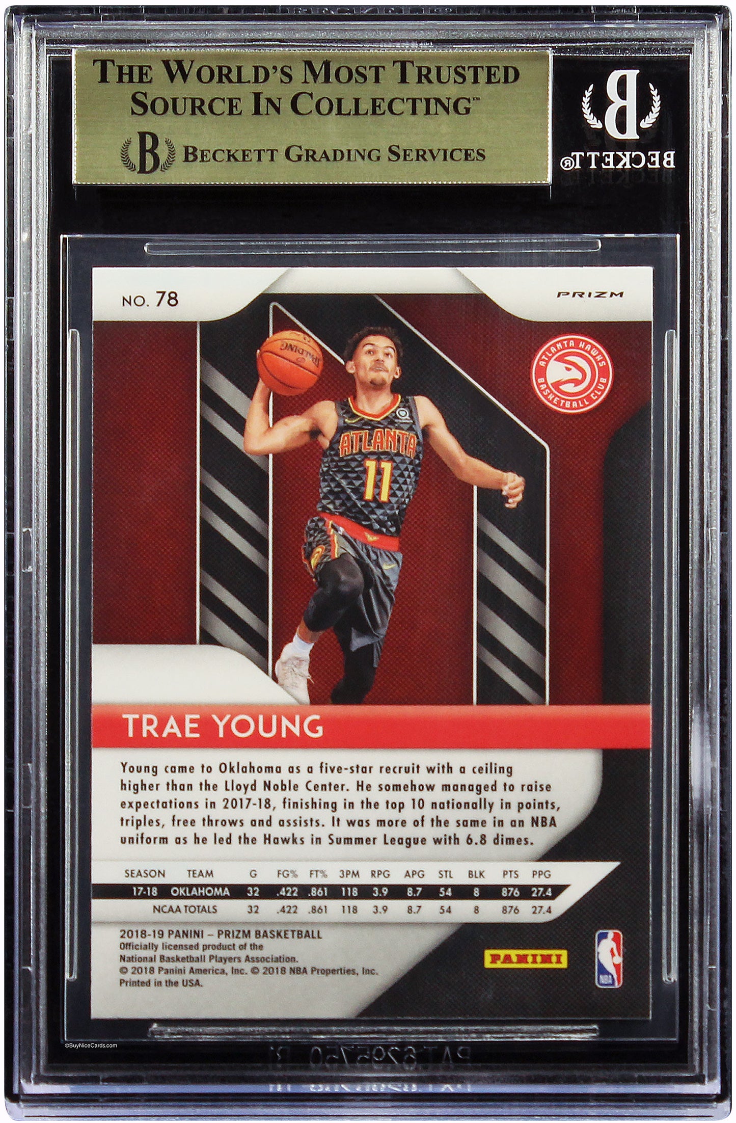 2018 Trae Young Panini Prizm Silver Prizms RC Rookie #78 BGS 9.5 Gem Mint