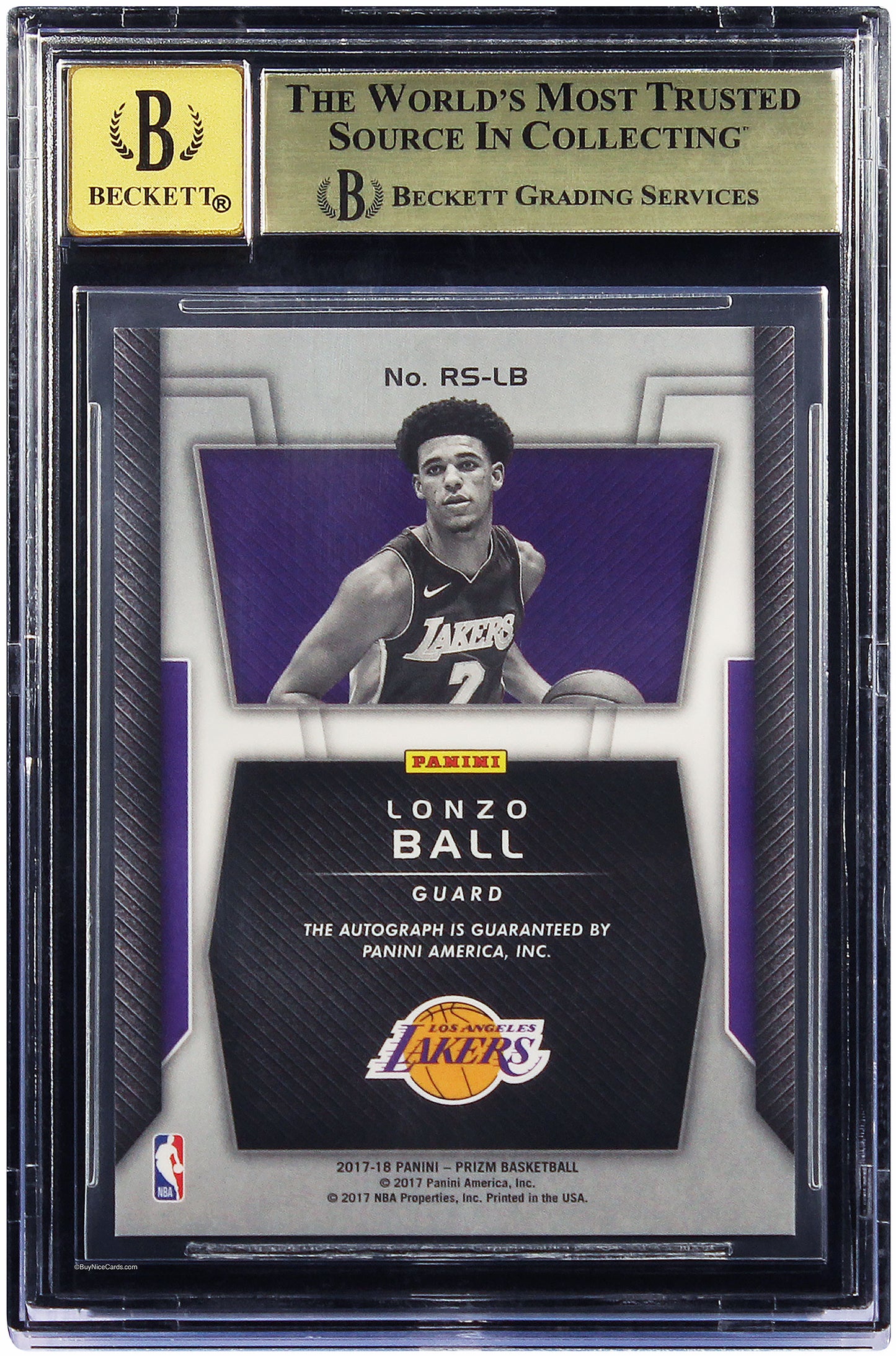 2017 Lonzo Ball Panini Prizm Rookie Signatures RC Auto #2 BGS 9.5 / 10
