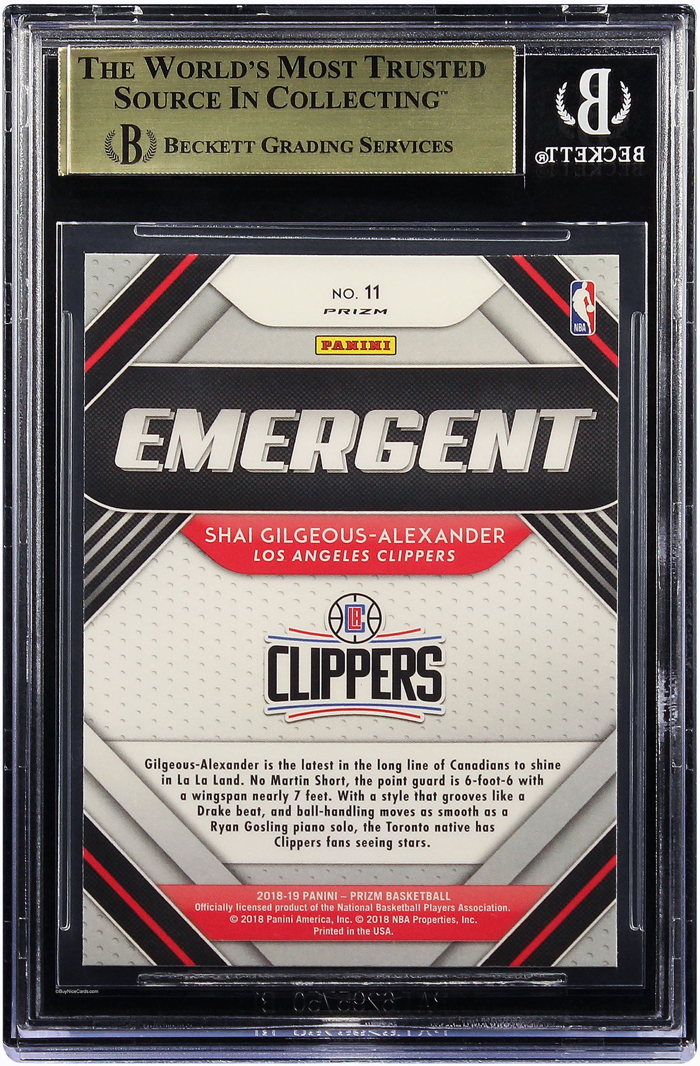 2018 Shai Gilgeous-Alexander Panini Prizm Emergent Silver Prizms RC Rookie #11 BGS 9.5 Gem Mint