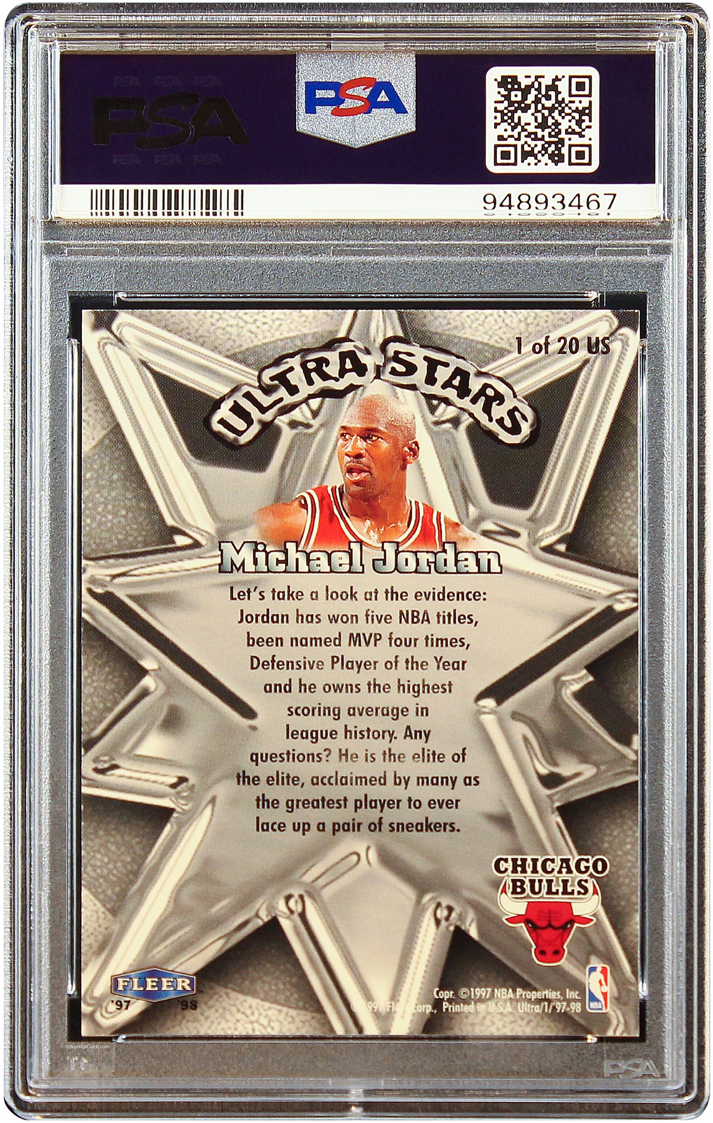 1997 Michael Jordan Fleer Ultra Stars Gold SP #1 PSA 8