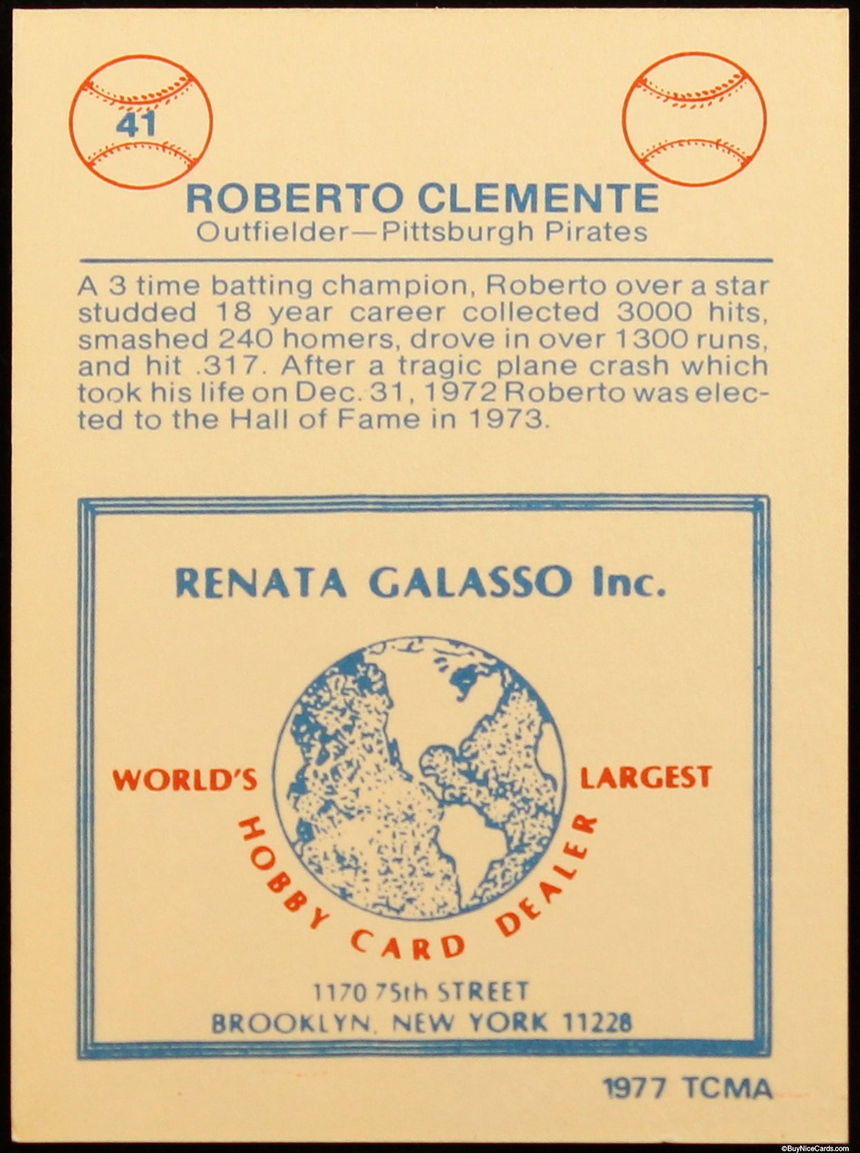 1977 Roberto Clemente TCMA Renata Galasso #41