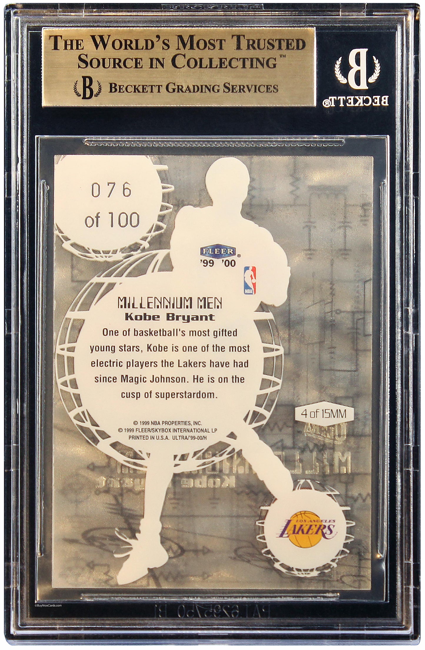 1999-00 Kobe Bryant Fleer Ultra Millenium Men SP /100 #4 BGS 9.5 Pop 10