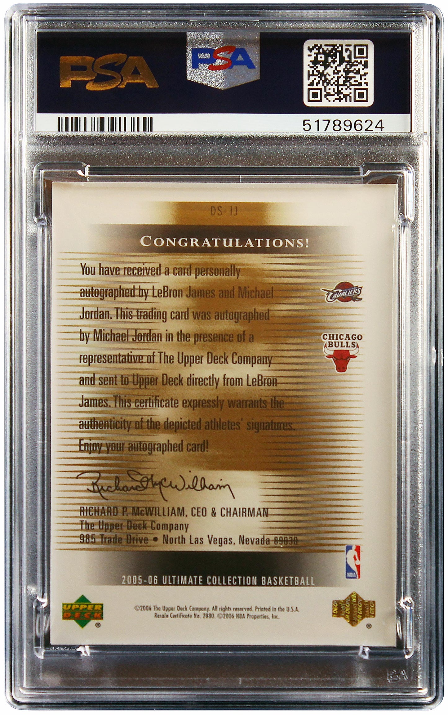 2005 Michael Jordan LeBron James Upper Deck Ultimate Collection Dual Signature Auto /25 PSA