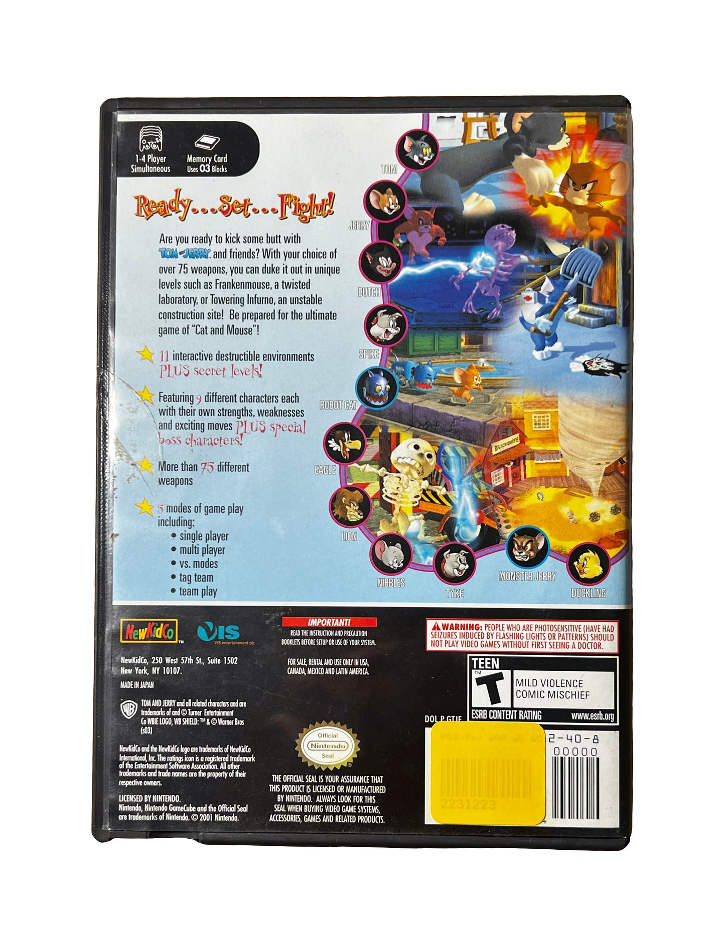 Nintendo Gamecube Tom and Jerry: War of the Whiskers 2003 Disc and Case no Instructions