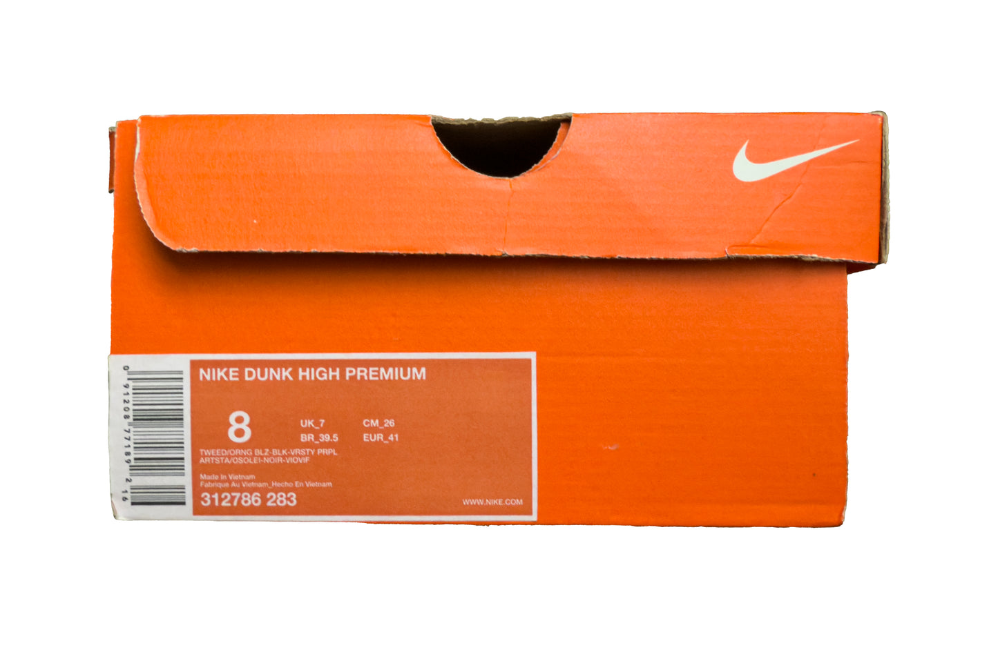 2007 Nike Dunk High Premium Tweed Orange Blaze 312786-283 Size 8 Used but Very Clean with Box