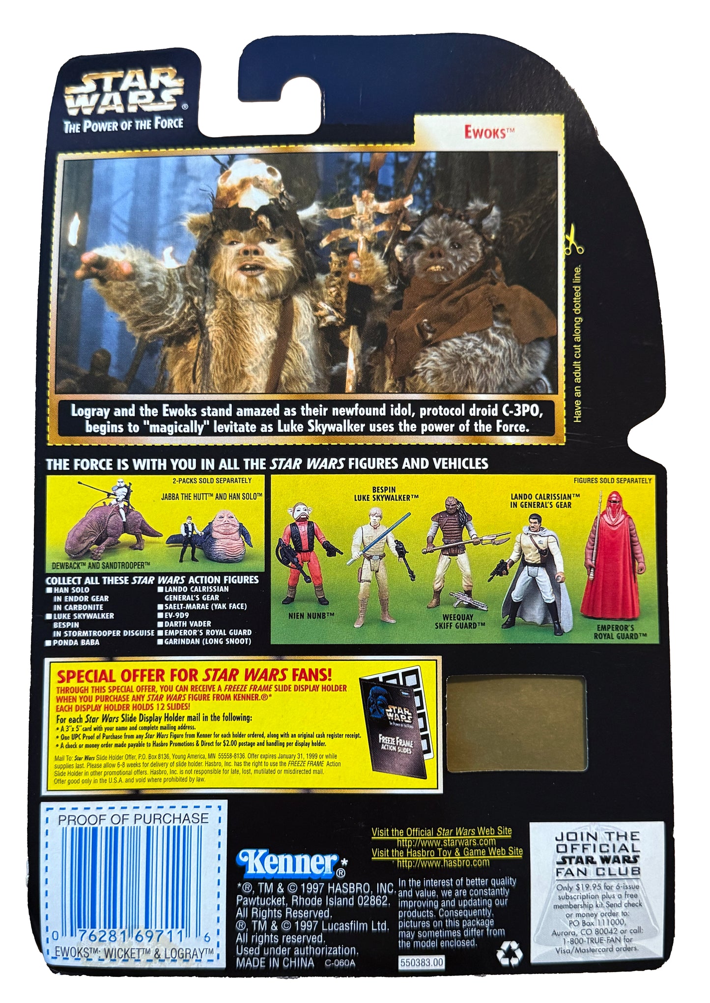 1997 Ewoks Wicket & Logray Kenner Star Wars Action Figures Power of The Force Freeze Frame POFT2 MOC