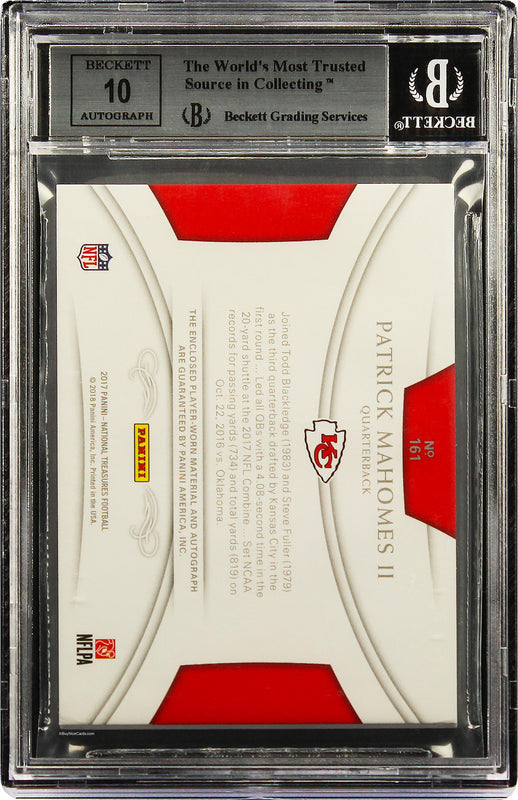 2017 Patrick Mahomes Panini National Treasures Rc Rookie Patch Auto /99 Bgs 8.5