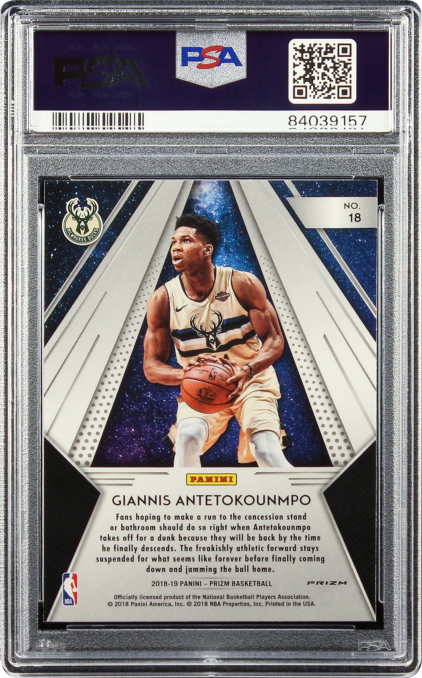 2018 Giannis Antetokounmpo Panini Prizm Hyper All Day #18 PSA 10 Gem Mint