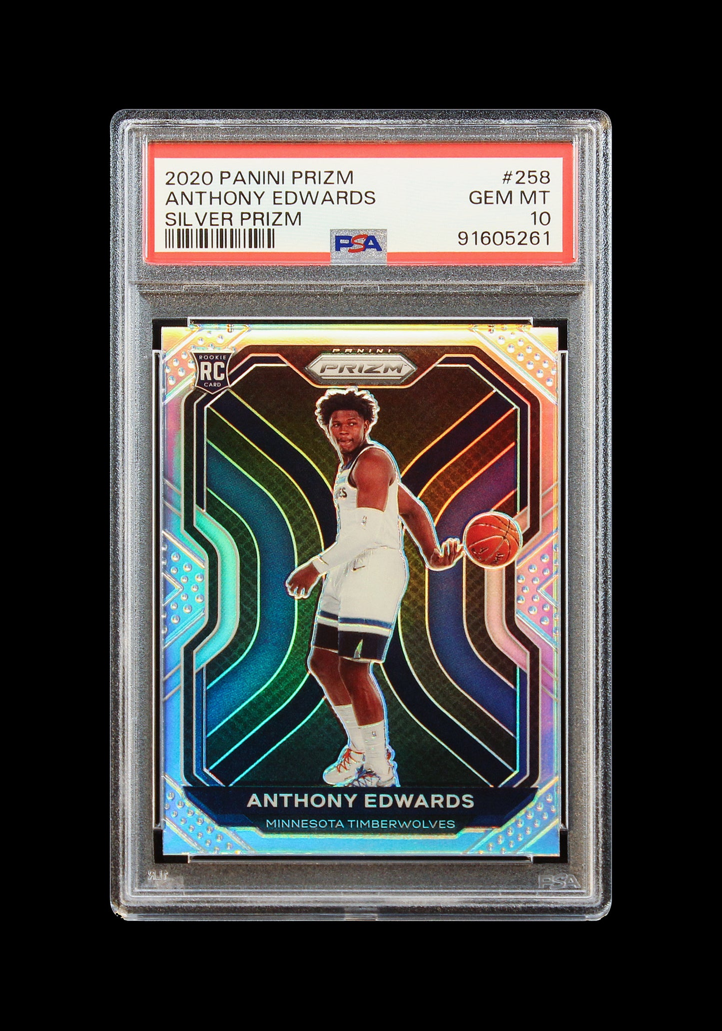 2020 Anthony Edwards Panini Prizm Silver Prizms Refractor RC Rookie #258 PSA 10 Gem Mint