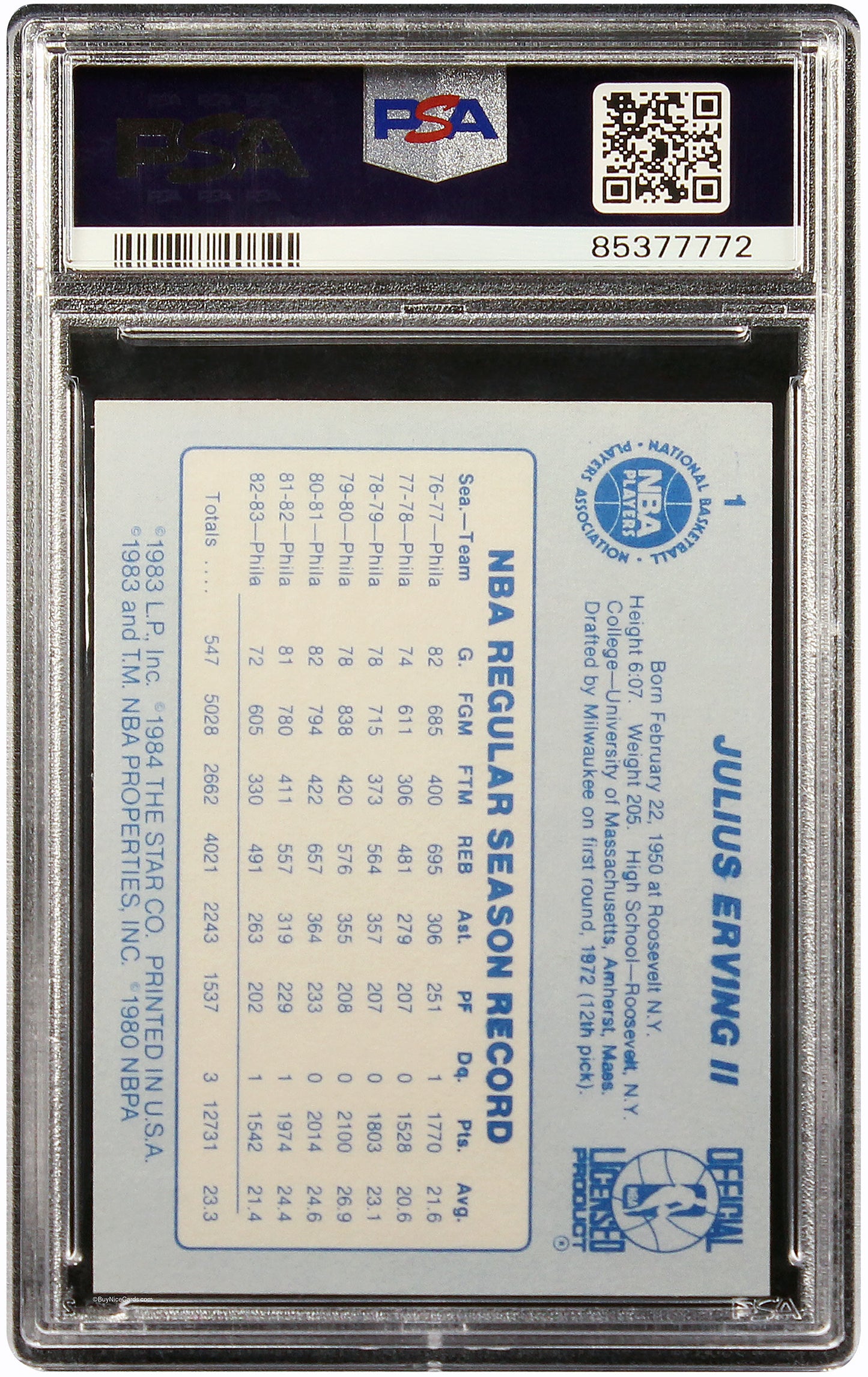 1983 Julius Erving Dr. J Star #1 PSA 9 Mint