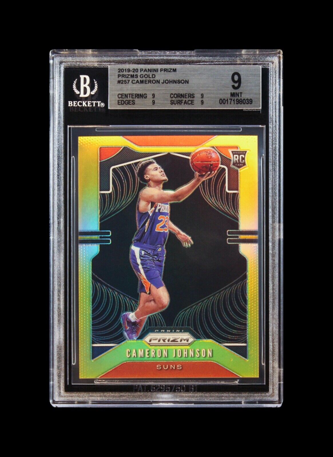 2019 Cam Johnson Panini Prizm Gold Prizms SP RC Rookie /10 # 257 BGS 9 Mint