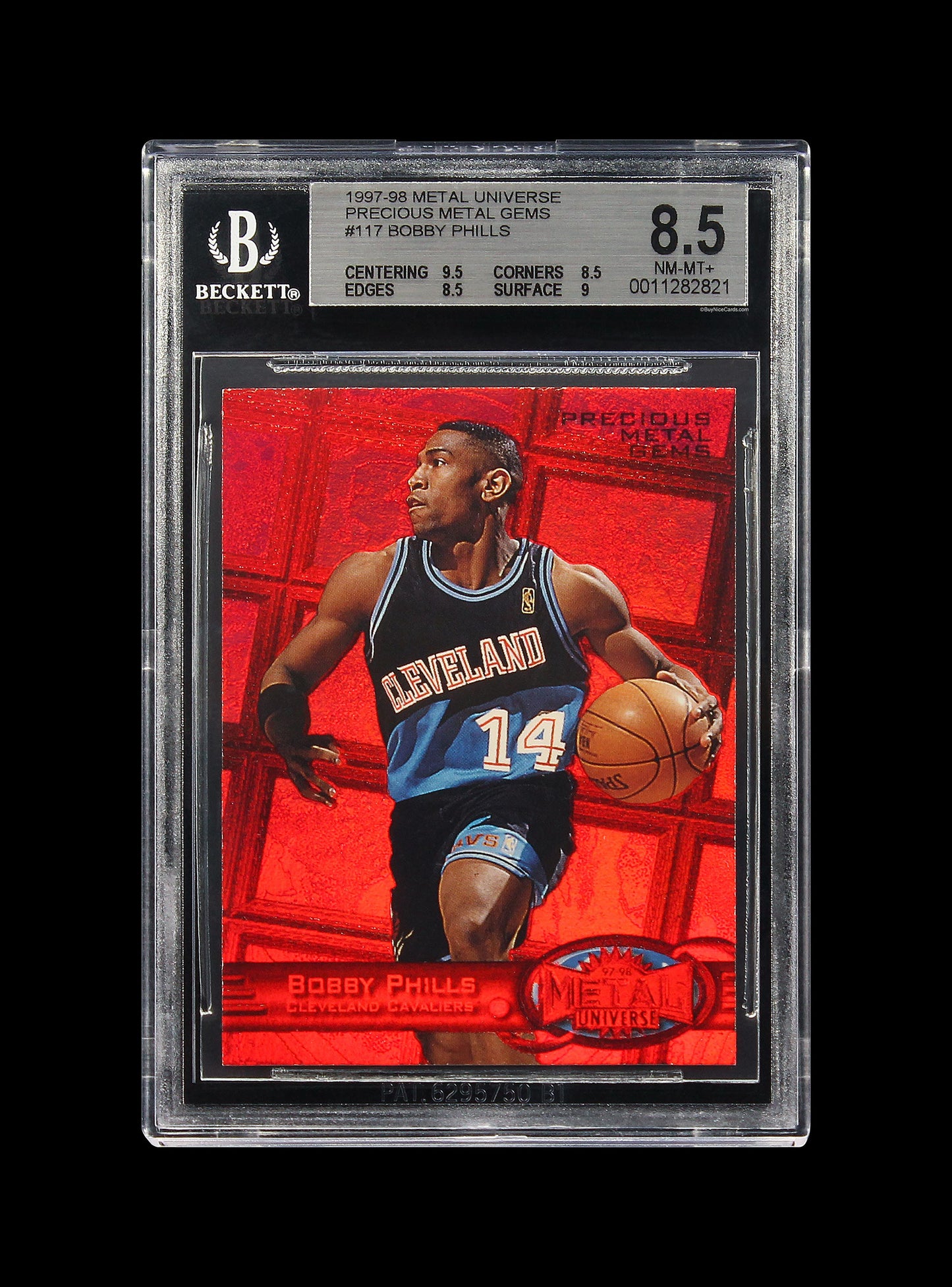 1997 Bobby Phills Fleer Skybox Metal Universe PMG Precious Metal Gem Red /100 BGS 8.5