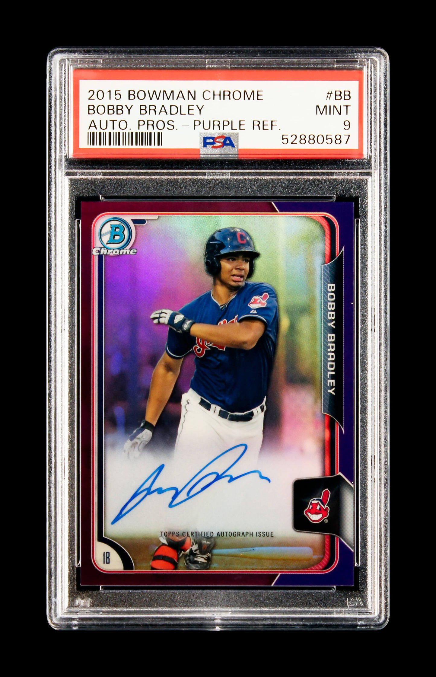 2015 Bobby Bradley Bowman Chrome Purple Refractor Auto #bb /250 PSA 9 Mint