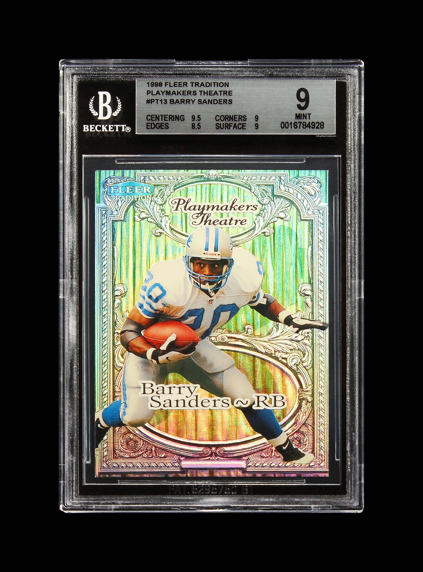 1998 Barry Sanders Fleer Tradition Playmakers Theatre SP /100 BGS 9 Mint
