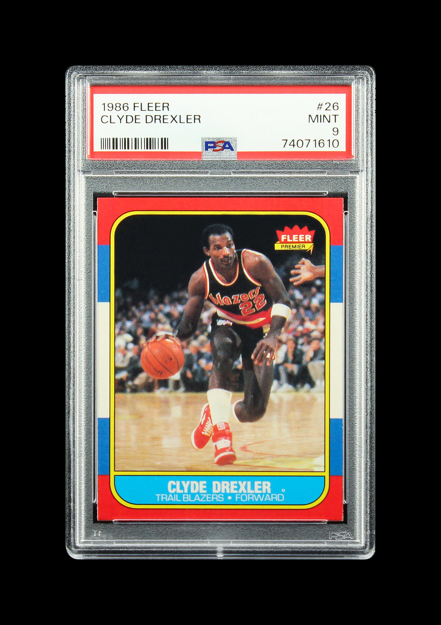 1986 Clyde Drexler Fleer RC Rookie #26 PSA 9 Mint