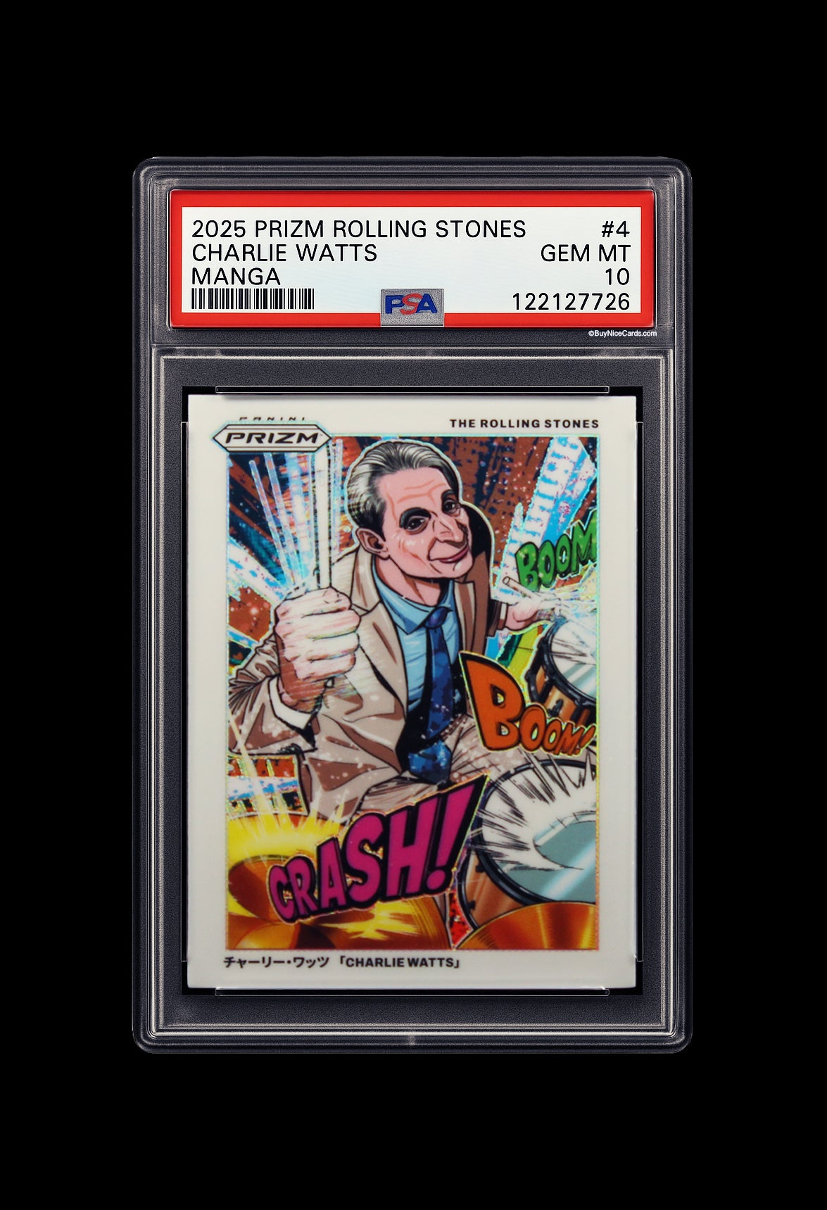 2025 Charlie Watts Panini Prizm Roling Stones Manga Prizms SP # 4 PSA 10 Gem Mint