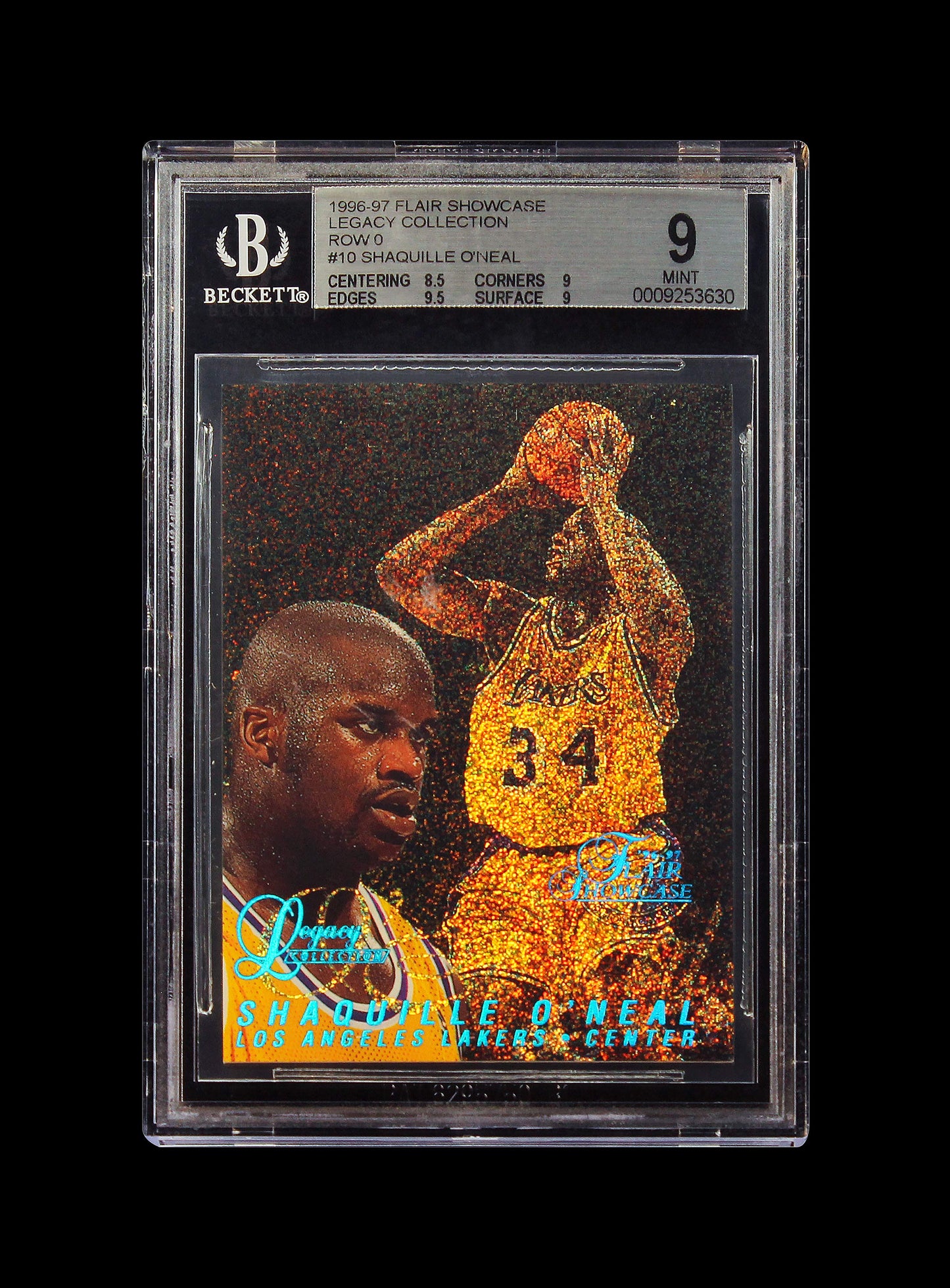 1996 Shaquille O'neal Fleer Flair Showcase Legacy Collection Row /150 # 10 BGS 9