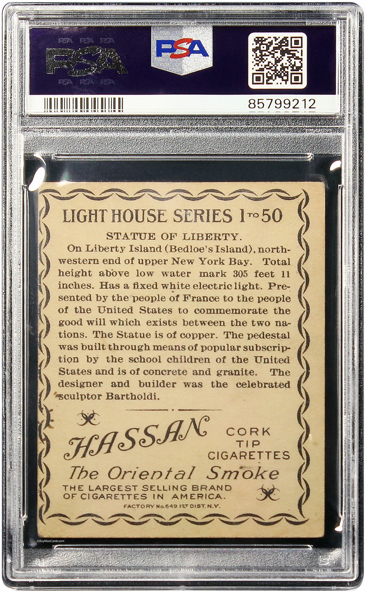 1911 T77 Lighthouse Statue of Liberty PSA 3 VG Pop 5
