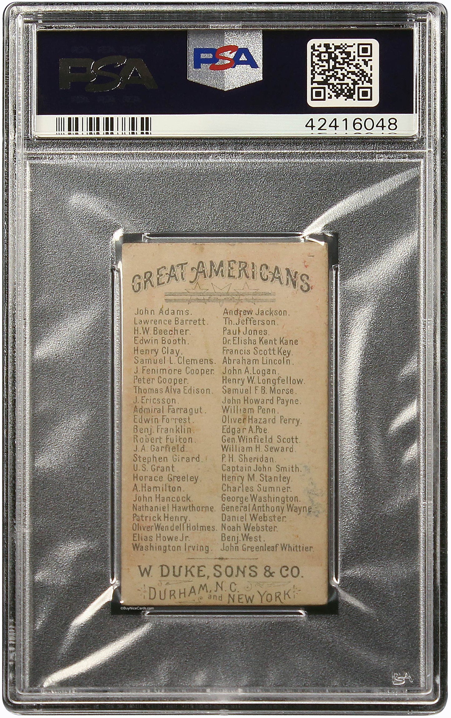 N76 W. Duke Sons & Co. Captain John Smith Great Americans PSA 3 VG