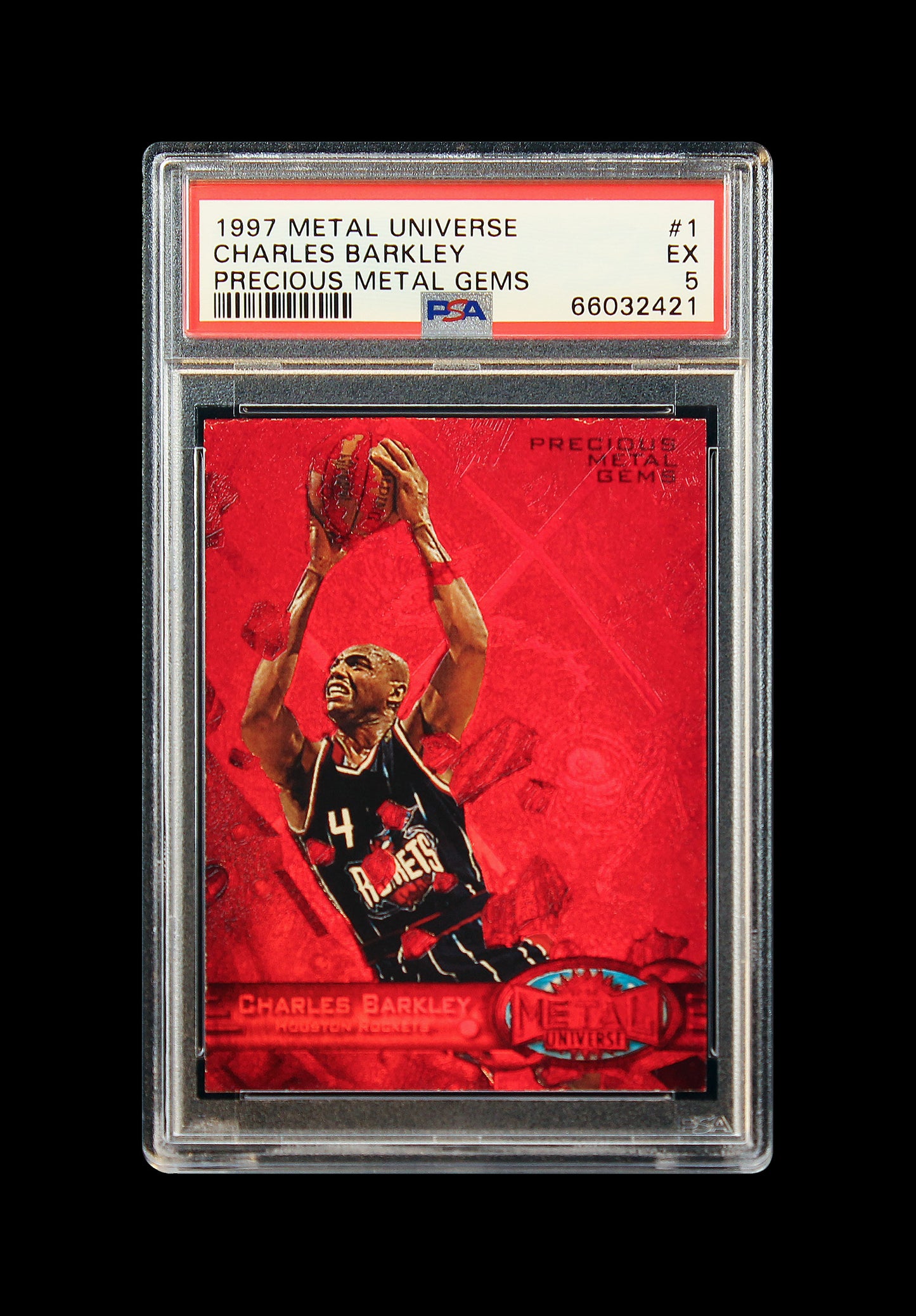 1997 Charles Barkley Skybox Metal Universe Precious Gems PMG Red /100 #1 PSA 5