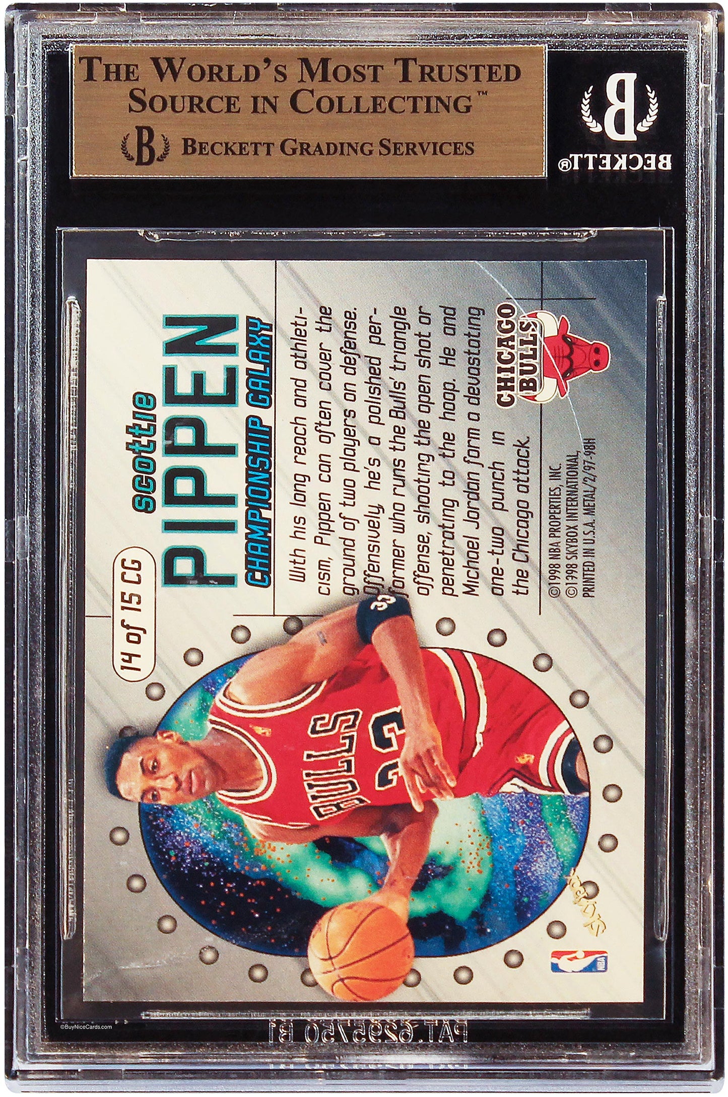 1997 Scottie Pippen Fleer Skybox Metal Universe Championship Galaxy # 14 BGS 9.5