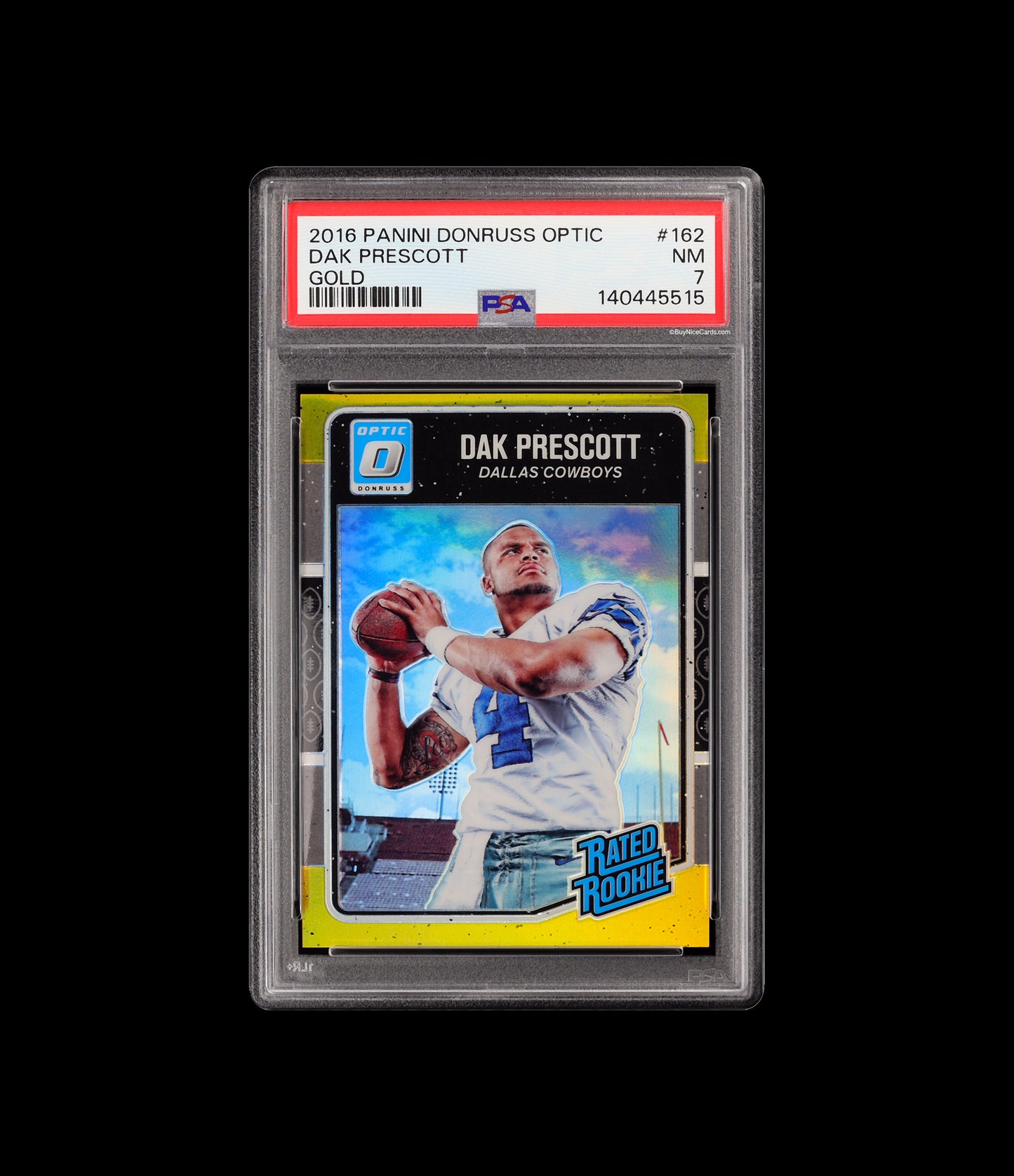 2016 Dak Prescott Panini Donruss Optic Gold Rated Rookie RC /10 #162 PSA 7 NM