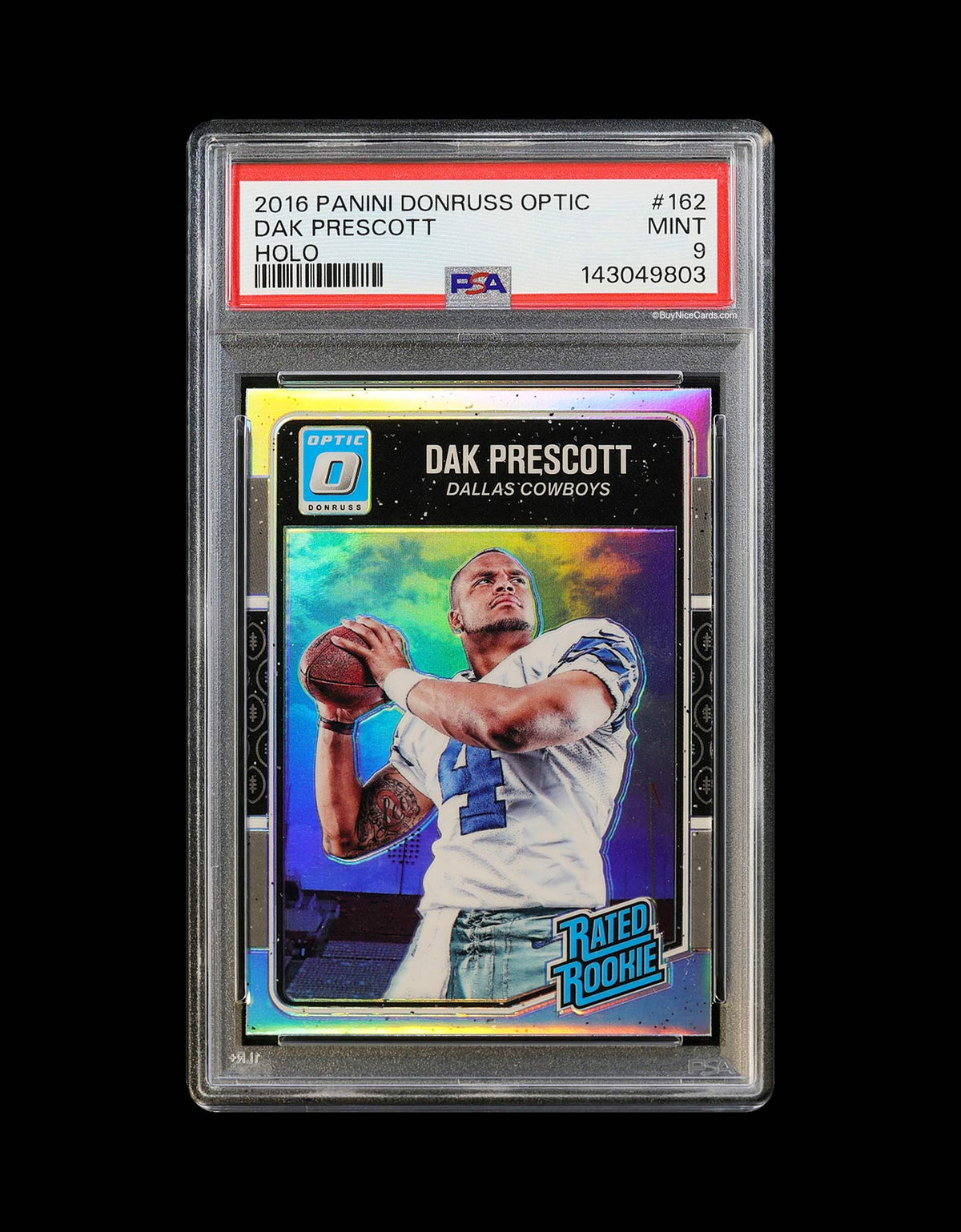 2016 Dak Prescott Panini Donruss Optic Holo Prizms RC Rookie SP #162 PSA 9 Mint