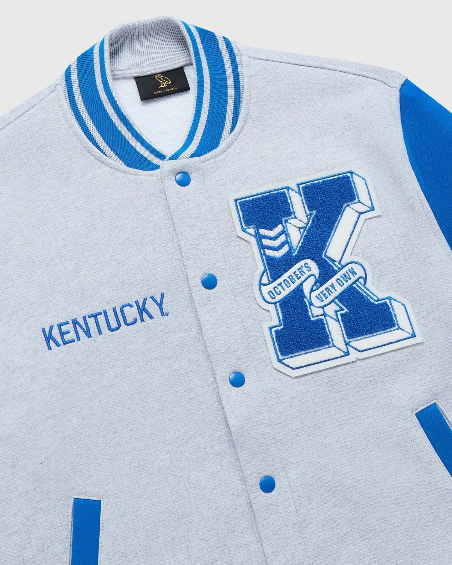 Drake's October's Very Own NCAA Kentucky Wildcards Fleece Varsity Jacket Sz Med.