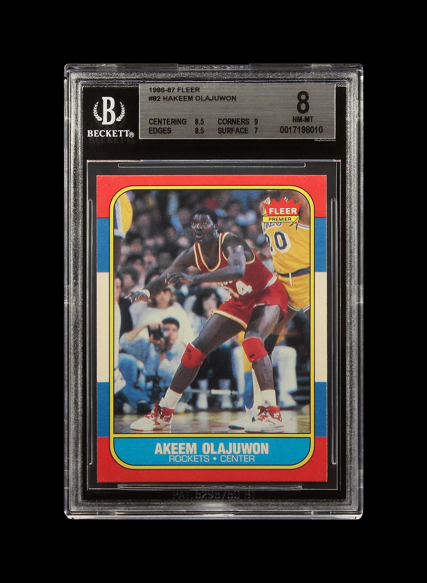 1986 Hakeem Akeem Olajuwon Fleer RC Rookie # 82 BGS 8 NM-MT
