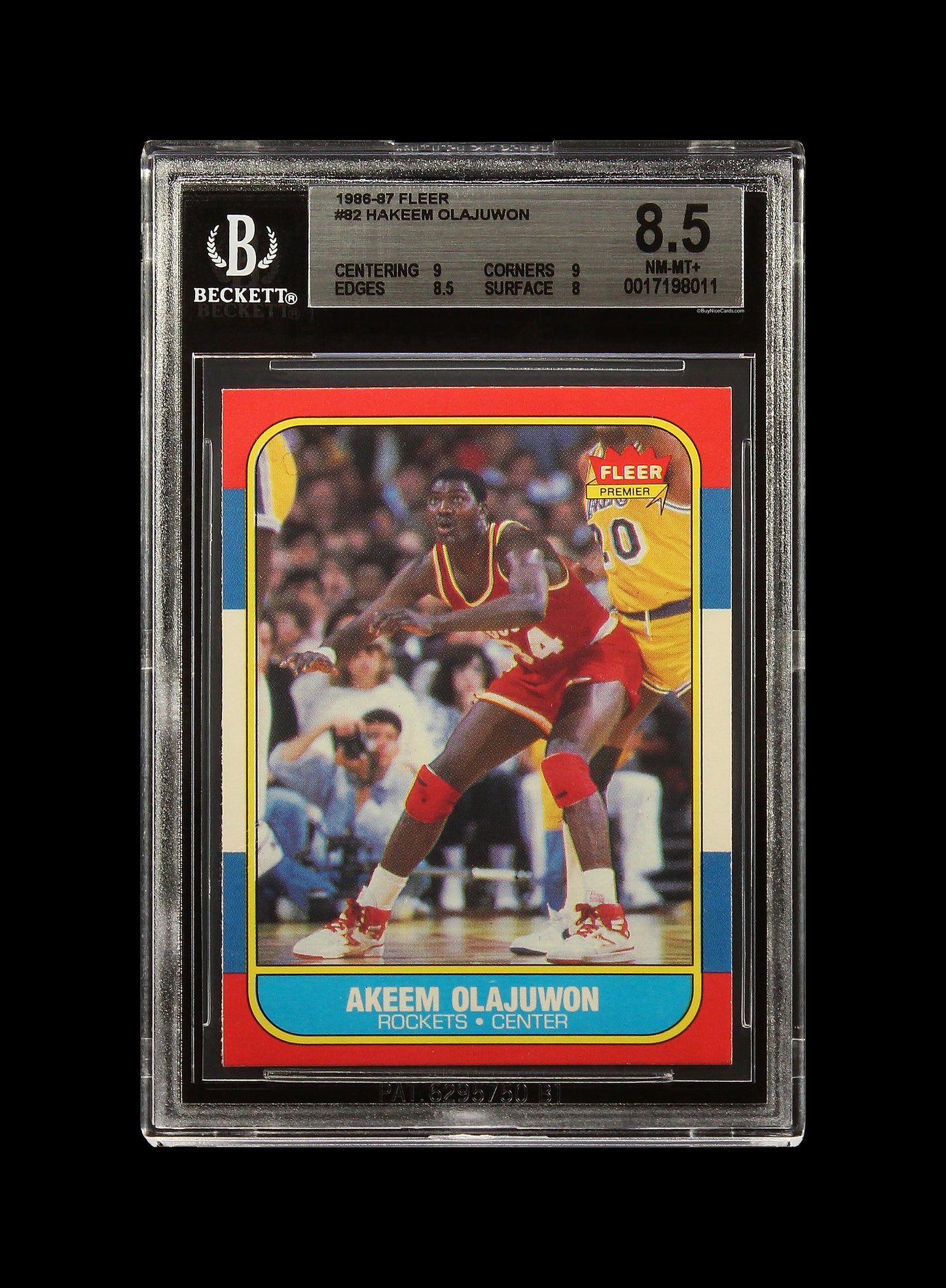 1986 Hakeem Akeem Olajuwon Fleer RC Rookie # 82 BGS 8.5 NM-MT+