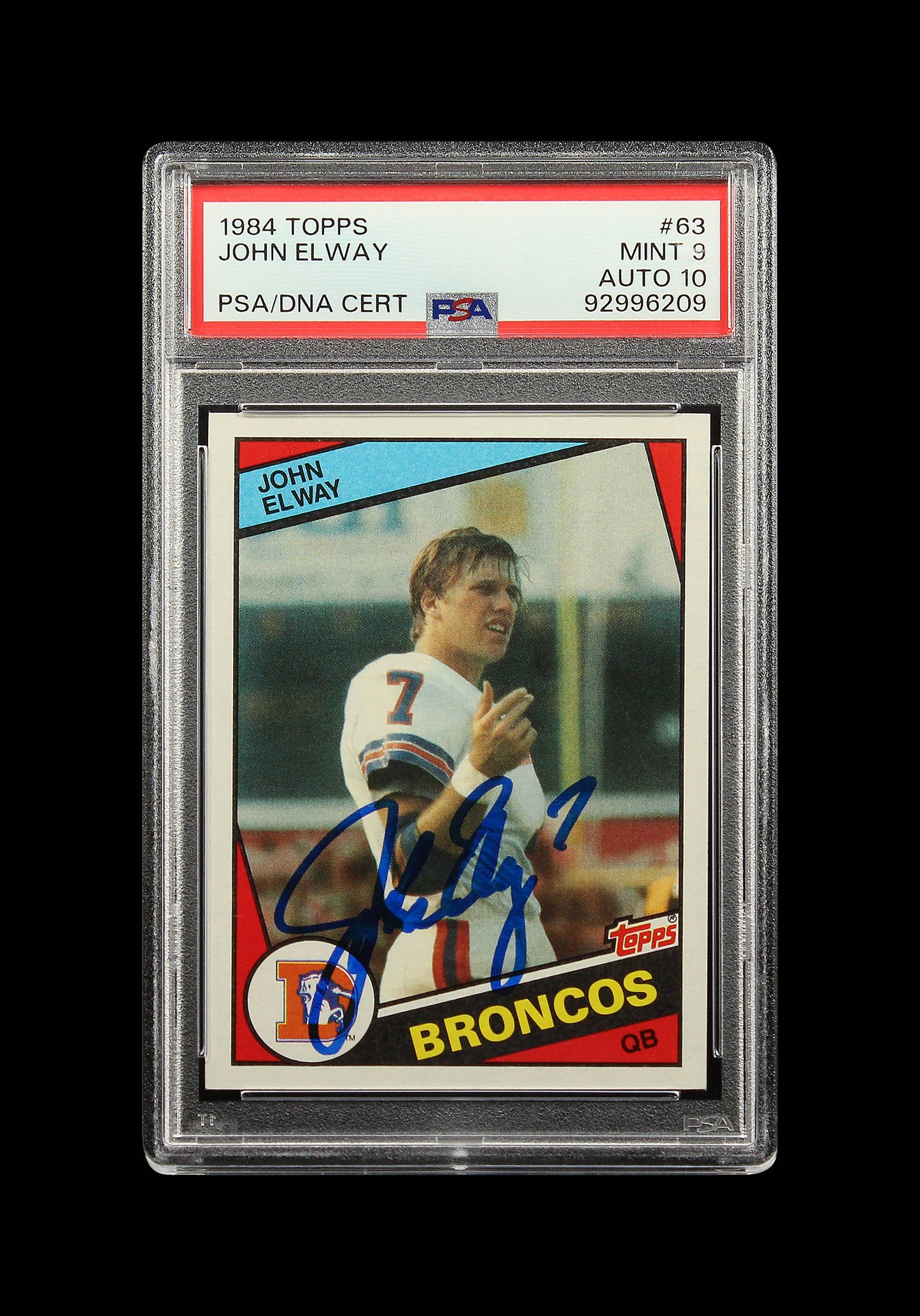 1984 John Elway Topps RC Rookie Auto # 63 PSA 9 with 10 Auto
