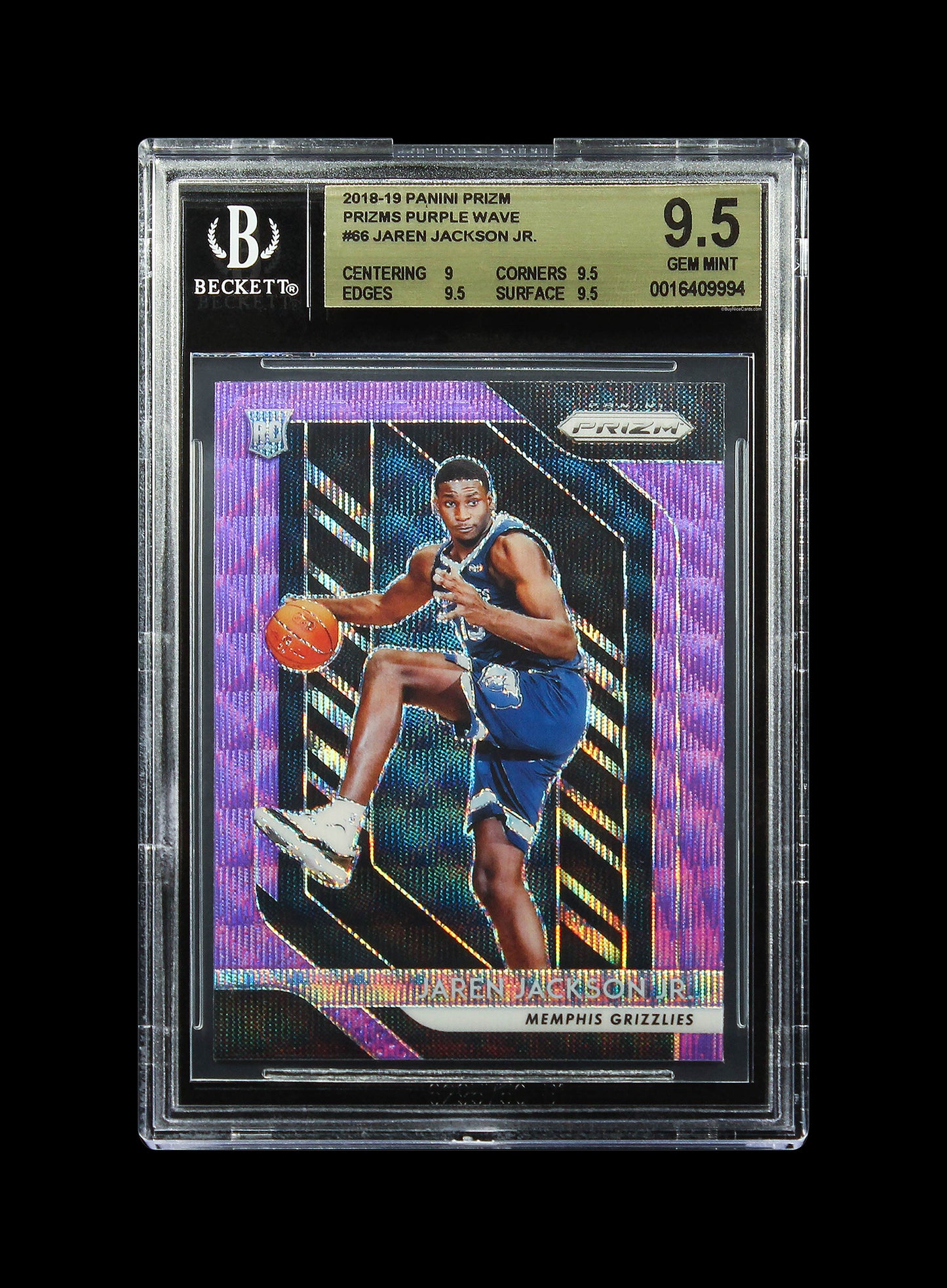 2018-19 Jarren Jackson Panini Prizm Purple Wave Prizms RC Rookie #66 BGS 9.5 Gem Mint