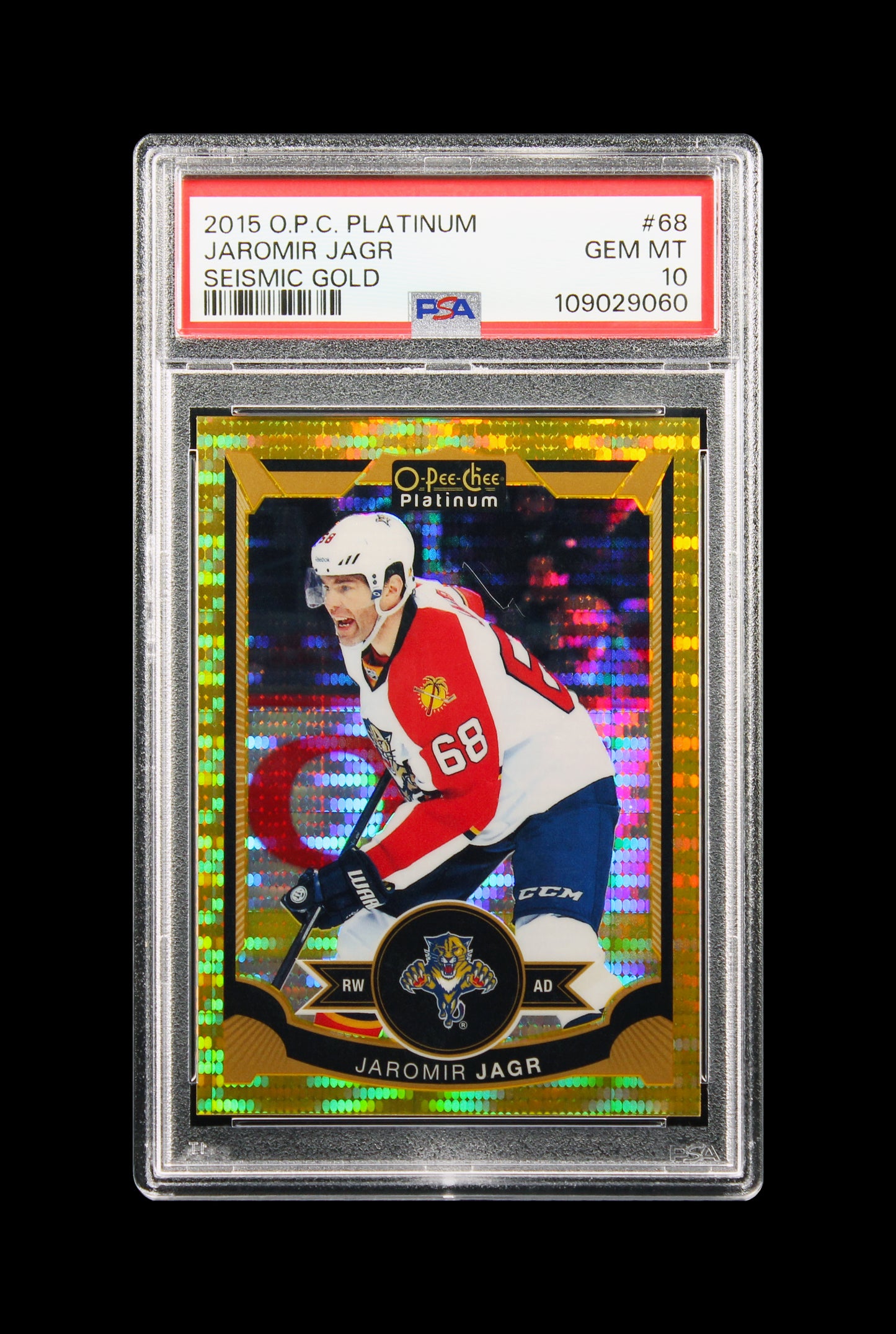 2015 Jaromir Jagr O.P.C. OPC Seismic Gold /50 #68 PSA 10 Gem Mint Pop 1