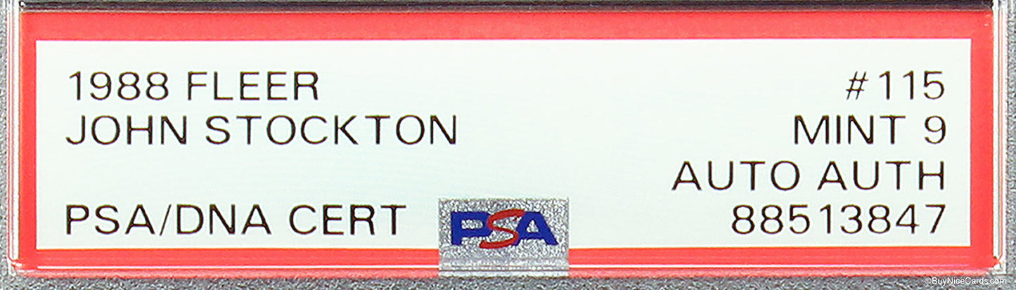 1988 John Stockton Fleer RC Rookie Auto #115 PSA 9