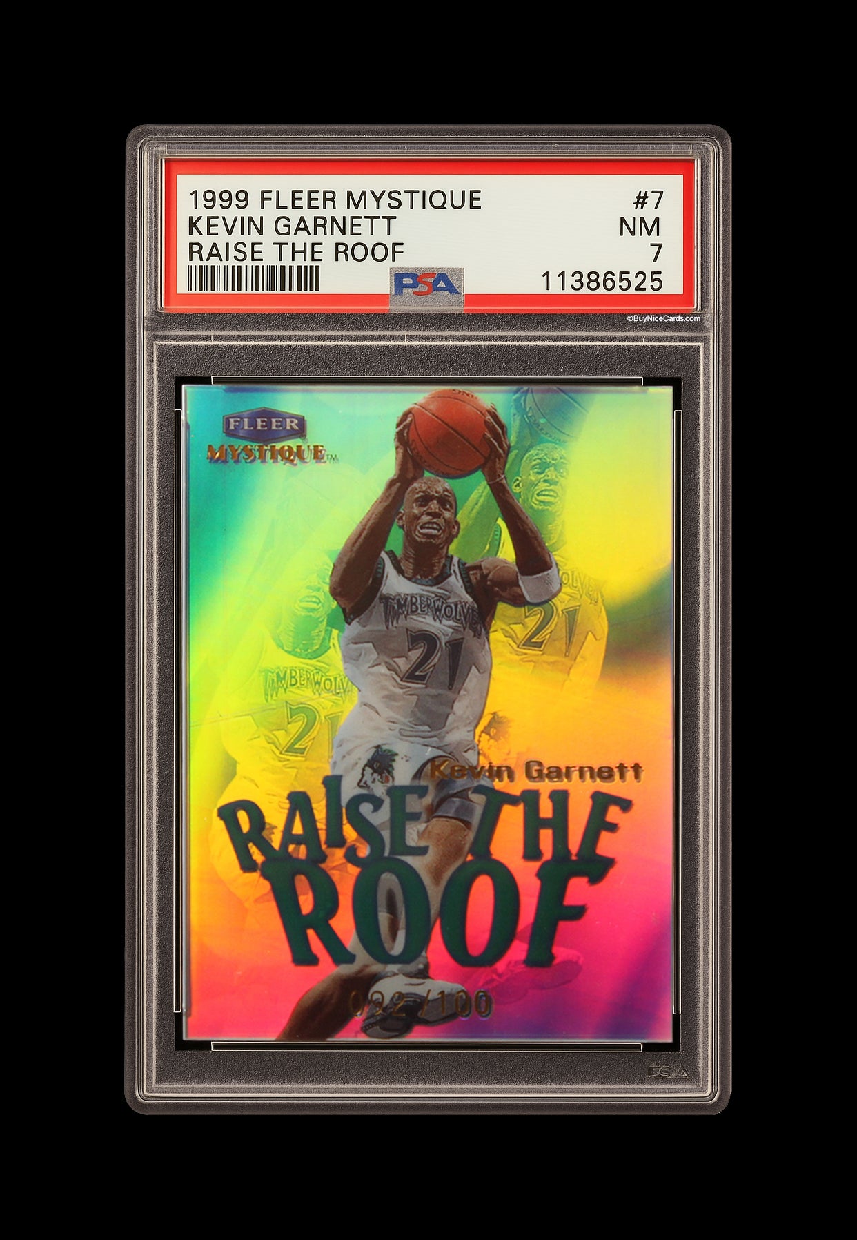 1999 Kevin Garnett Fleer Mystique Raise the Roof SP /100 # 7 PSA 7 NM