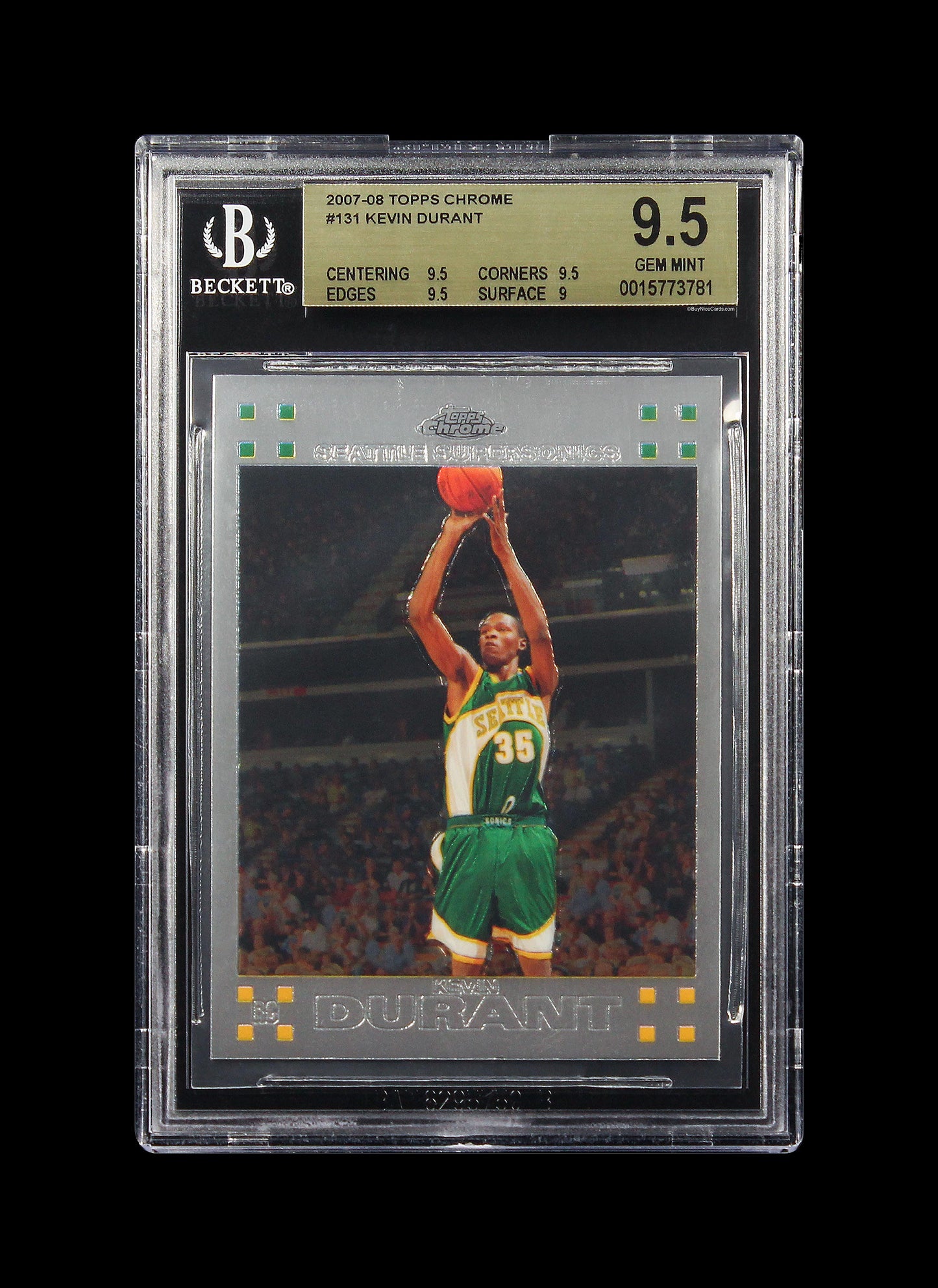 2007-08 Kevin Durant Topps Chrome Rc Rookie #131 BGS 9.5 Gem Mint