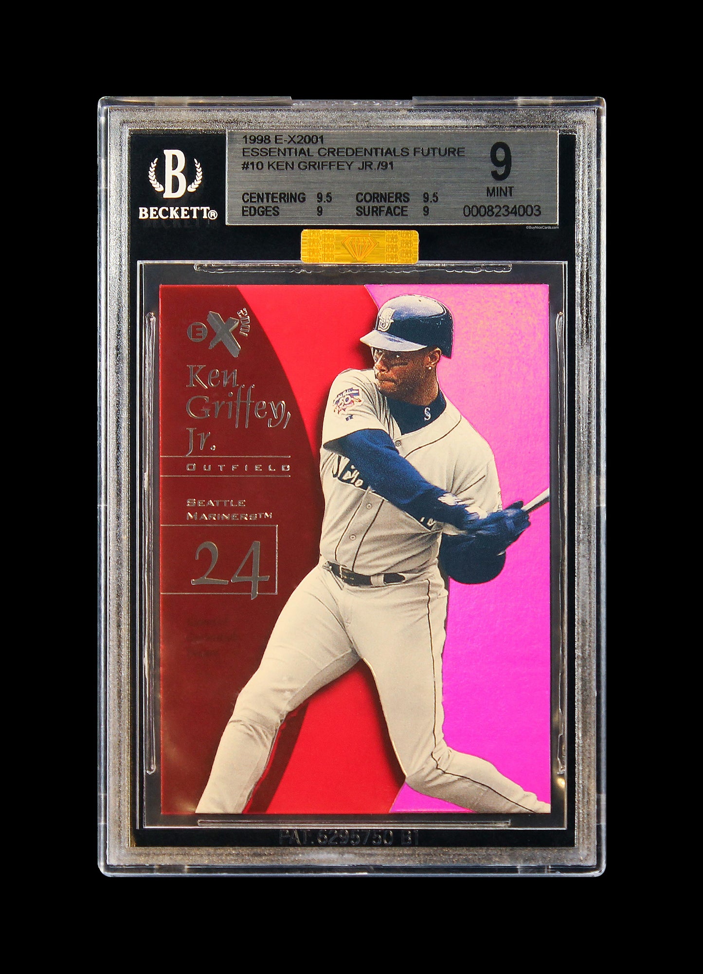 1998 Ken Griffey Jr. Fleer Skybox Essential Credential E-X2001 SP /91 BGS 9 MBA Gold